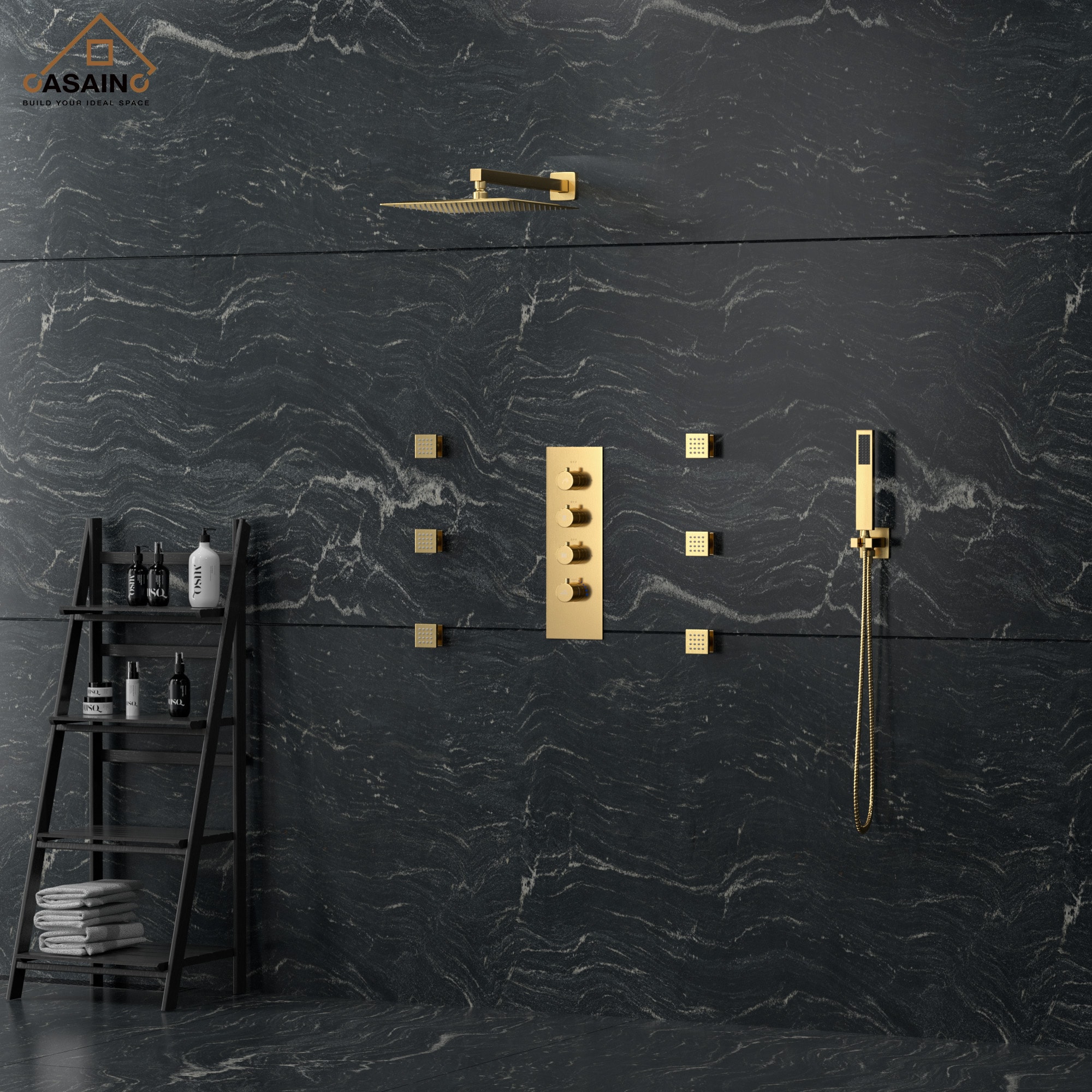 CASAINC CS6077-BG Showerhead-Bar-Panels - View #8