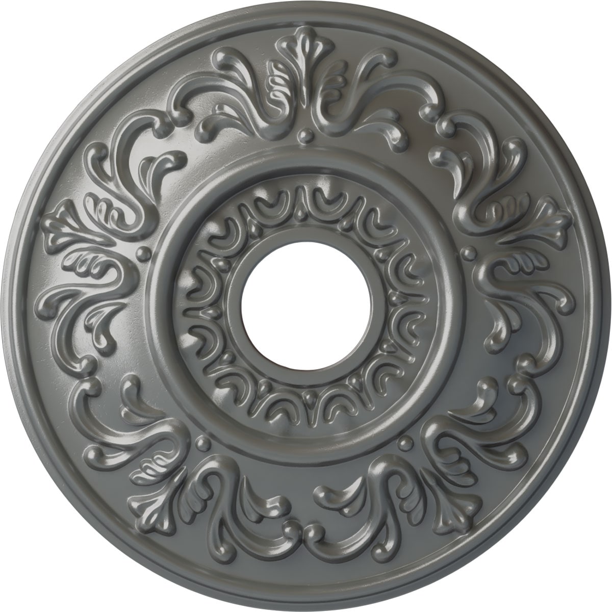 Ekena Millwork CM18VLSLS Valletta 18-in W x 18-in L Painted Silver Polyurethane Whole Ceiling Medallion