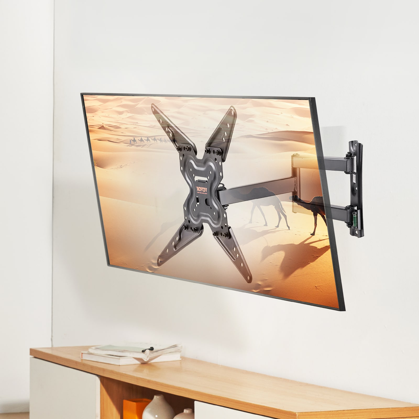 Black Carbon Steel Full Motion Wall TV Mount for 26-55 inch TVs