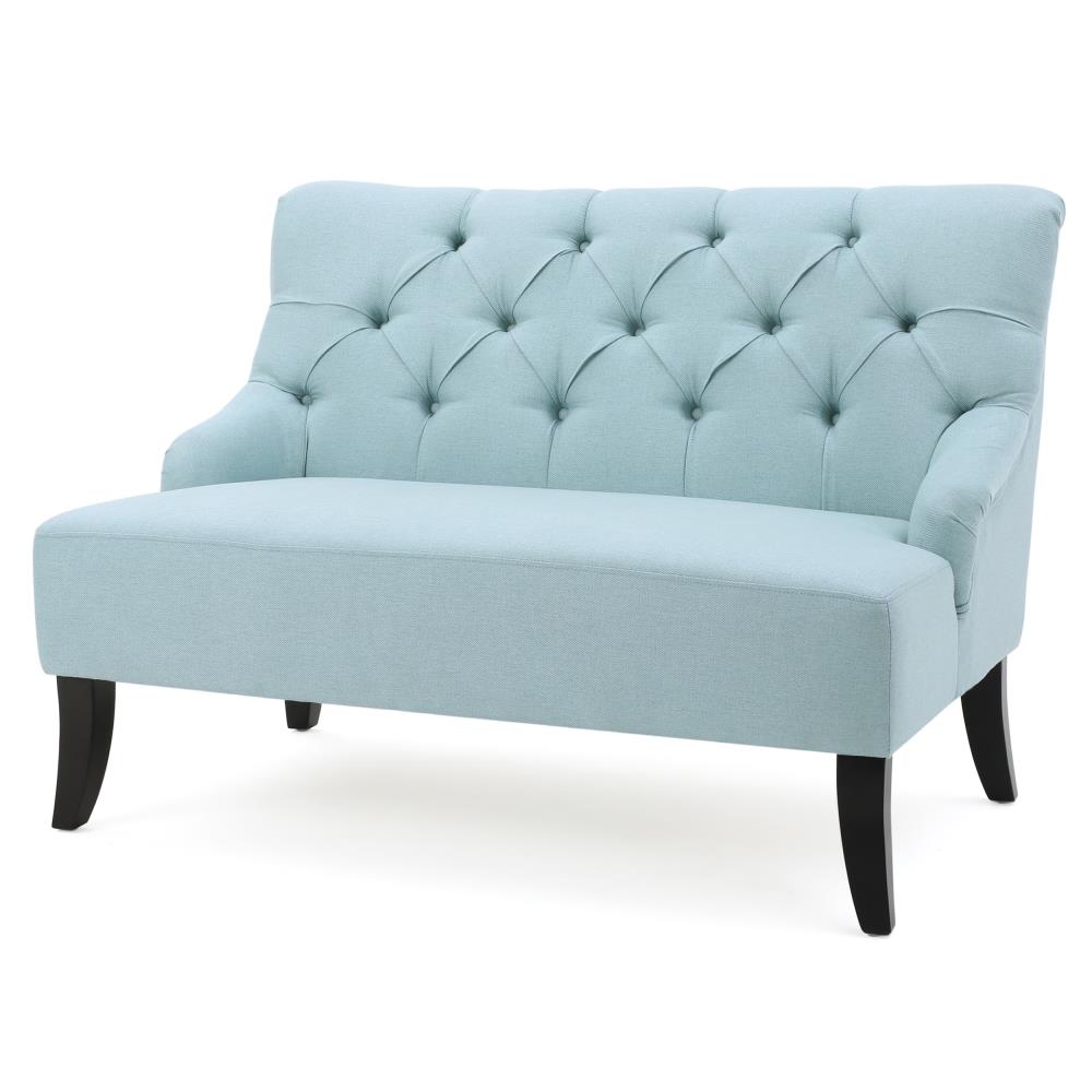 Best Selling Home Decor 299450 Nicole 45-Inches Midcentury Light mint blue and dark brown 2 -seater Settee