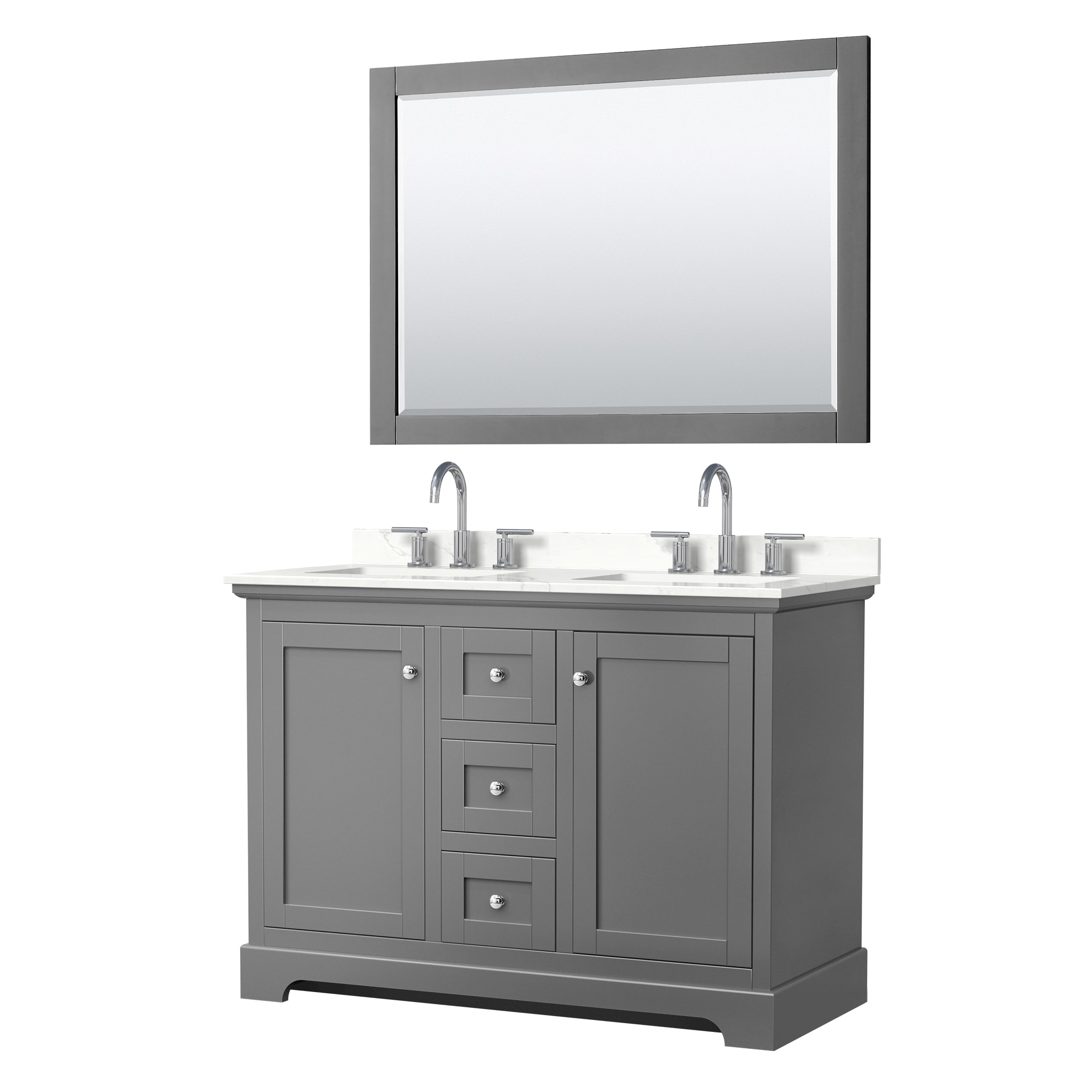 Wyndham Collection WCV232348DKGGTUS3M46 Avery 48-in Dark Gray Undermount Double Sink Bathroom Vanity with Giotto Quartz Top (Mirror Included)