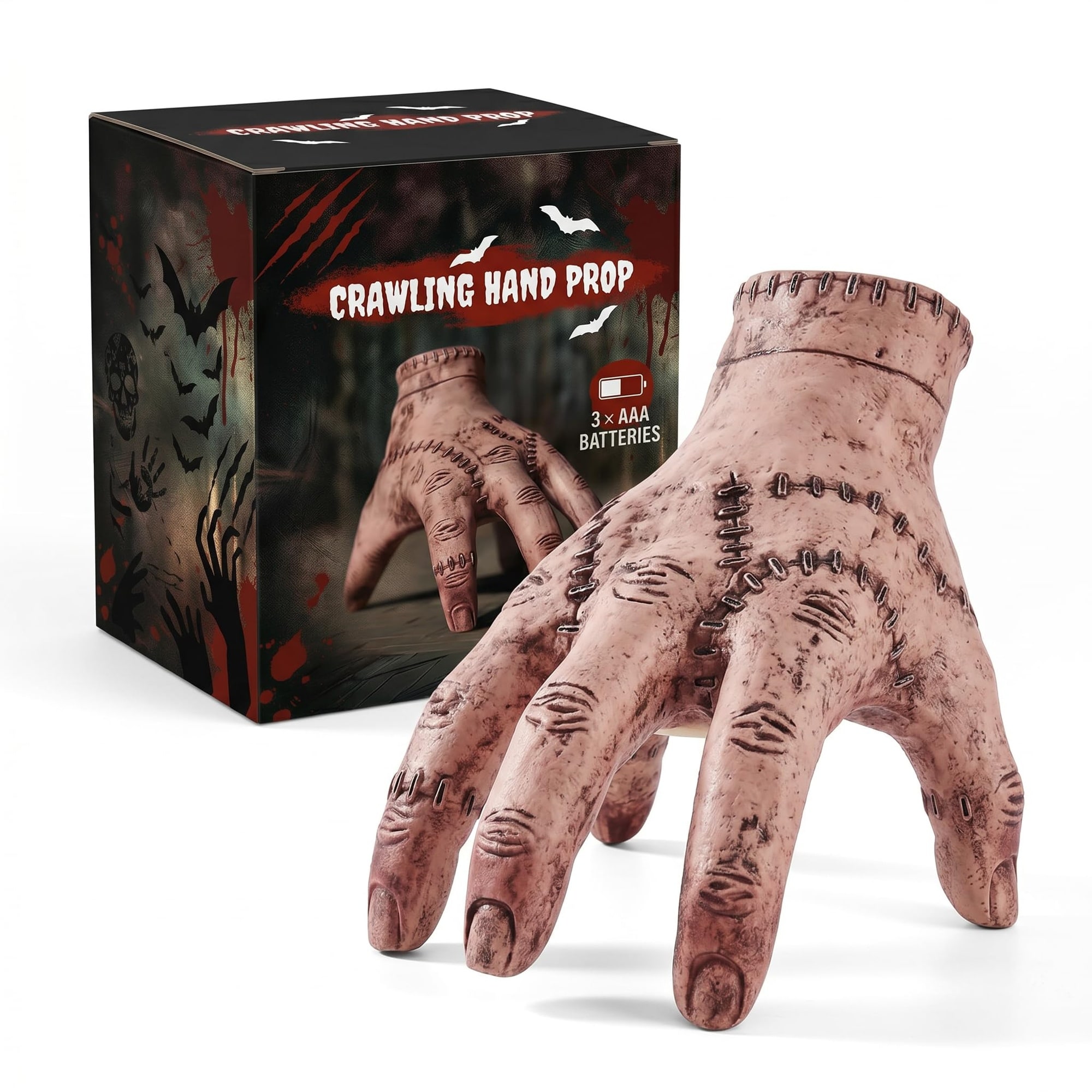 Angel Sar Animatronic Crawling Zombie Hand Sound Activated with Creepy Motion Effects for Haunted House Horror Costume Party Decor