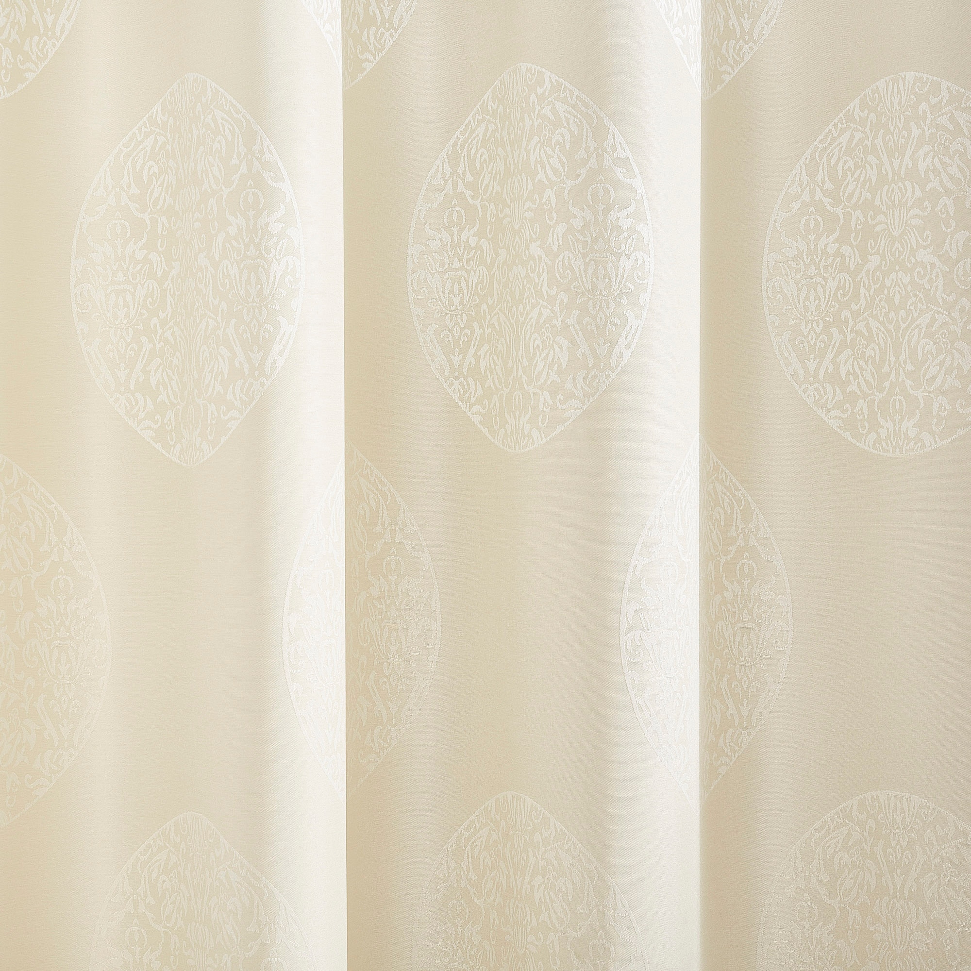 Ivory Linen Jacquard Grommet Top Curtain Panels