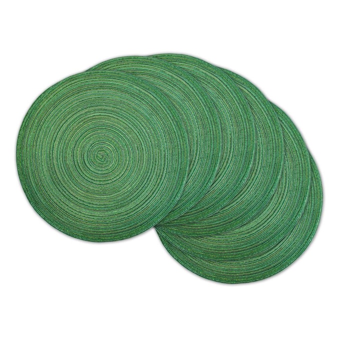 Dii 6 Pack Sparkle Green Poly Round, Round Green Placemats