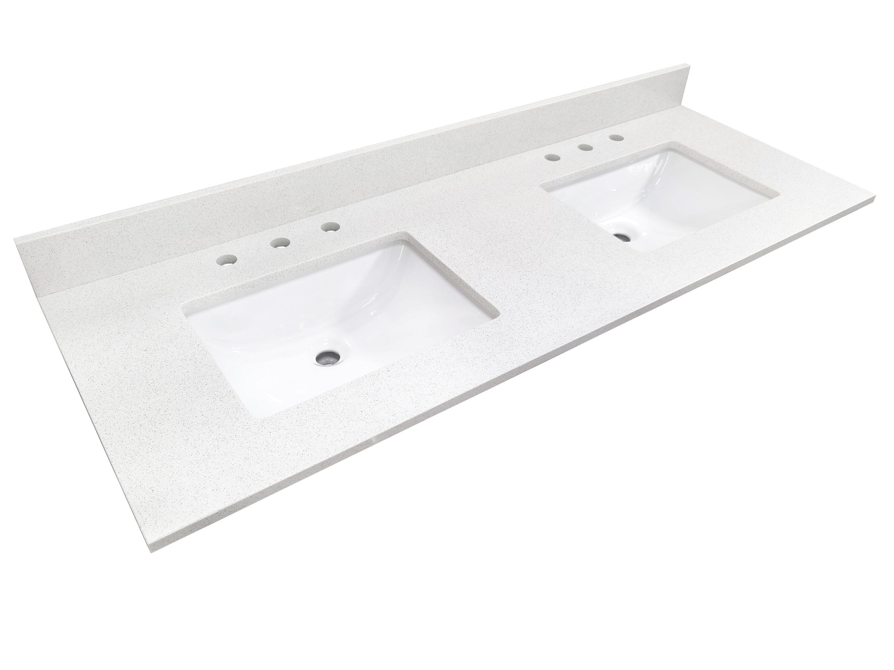 allen + roth Meridian 61-in White/Polished Engineered Marble Double Sink Bathroom Vanity Top in 