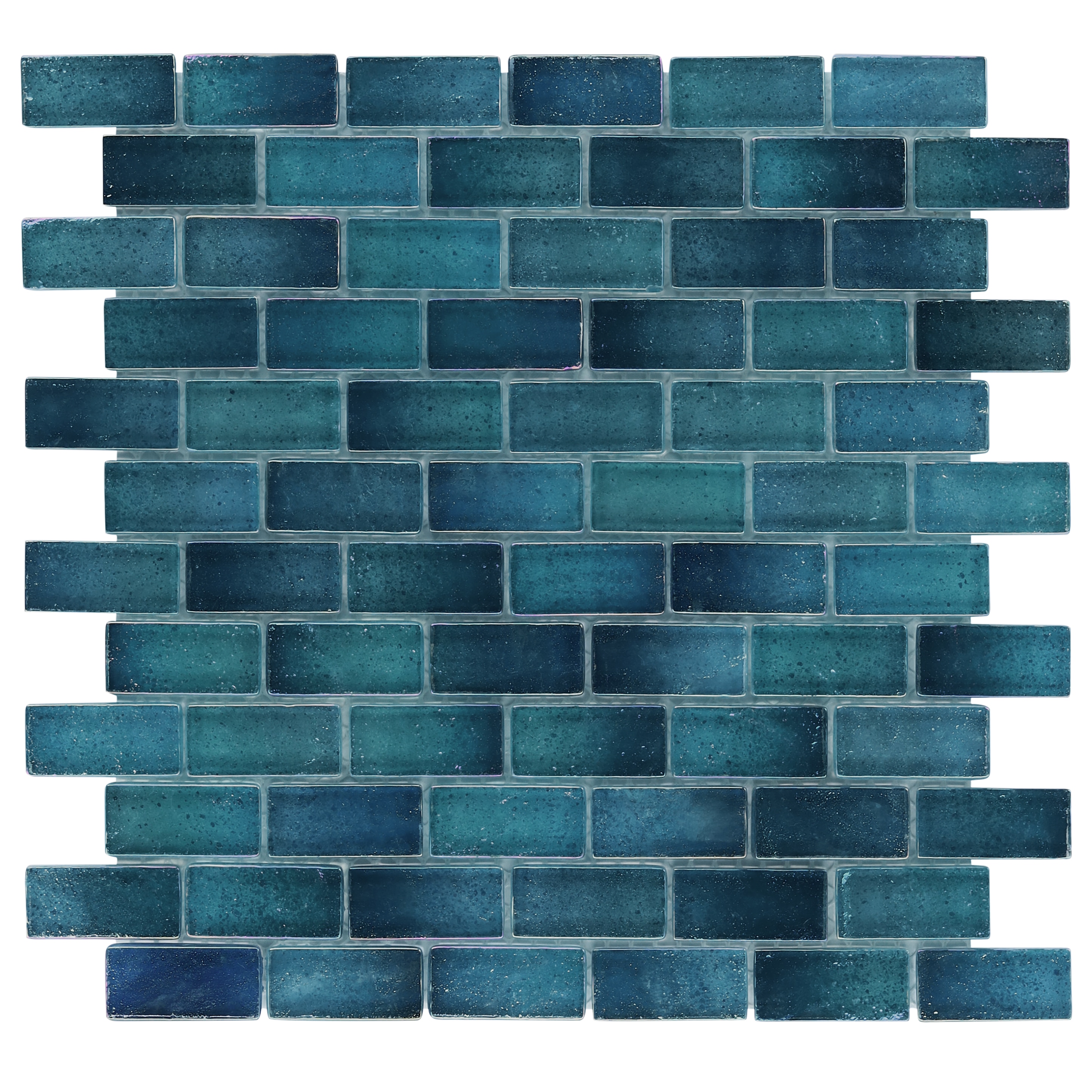 Artmore Tile EXT3RD108667 Sample - Shallows Tropical Blue 3-in x 6-in Polished Glass Patterned Wall Tile