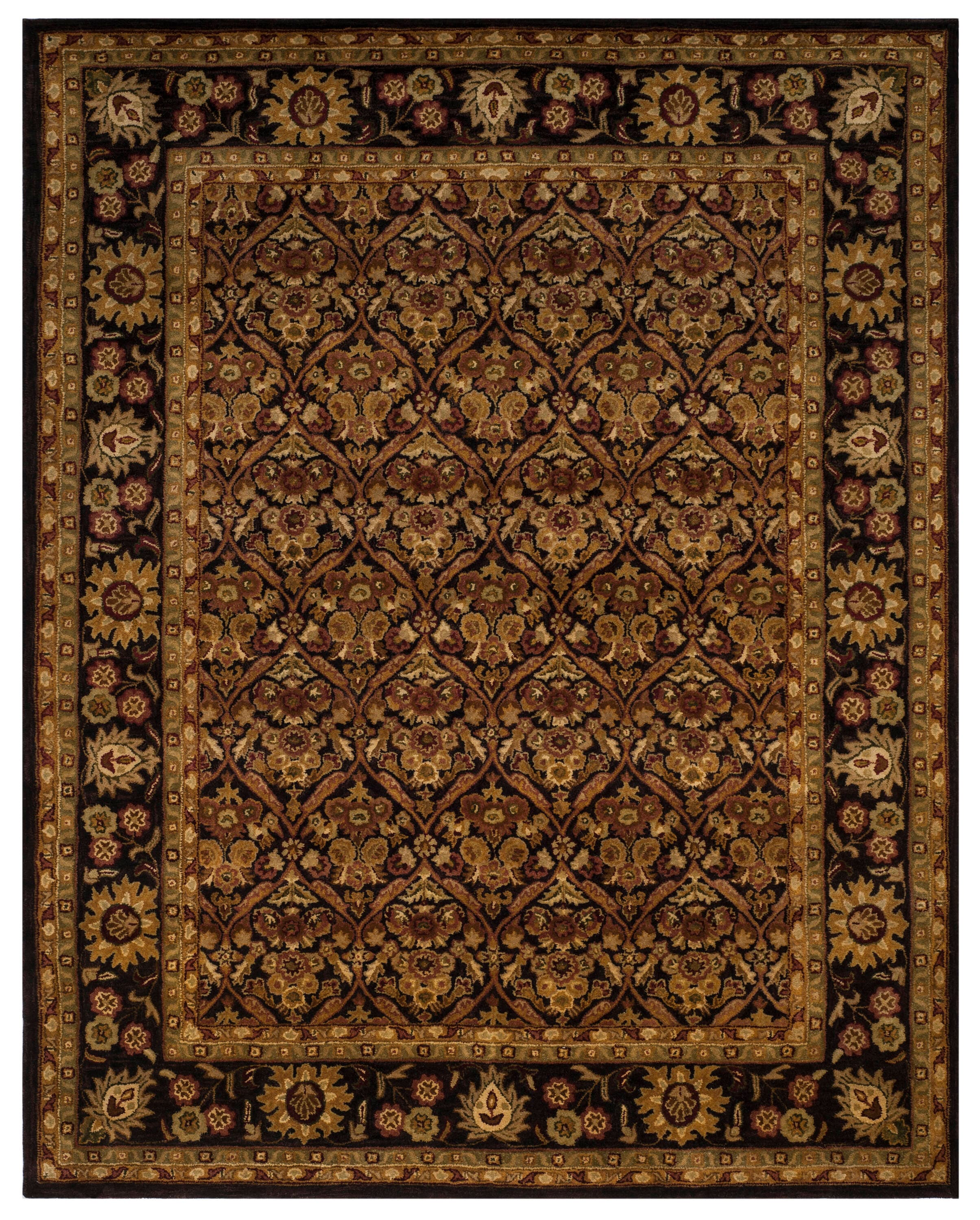 Elegant Dark Plum & Gold Hand-Tufted Wool Rectangular Rug