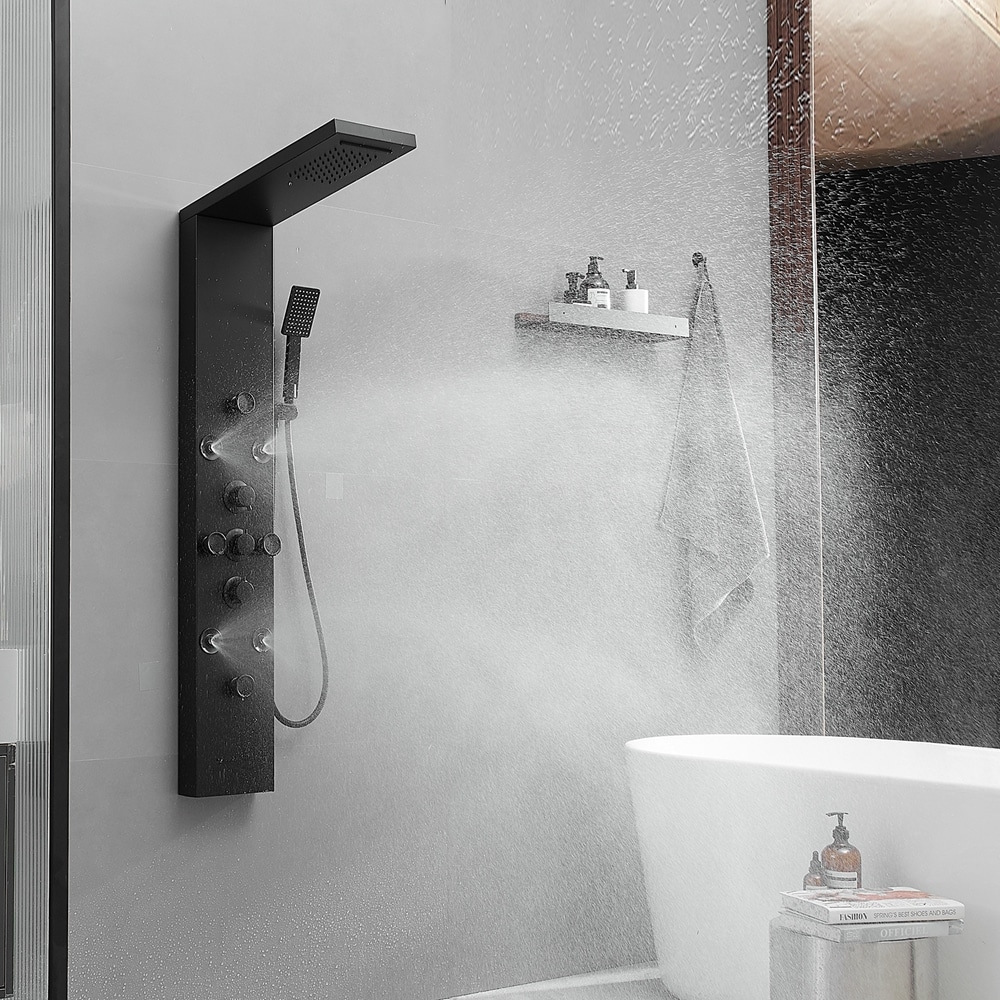 BWE Black-without Temperature Display Shower Tower System With 3-way ...