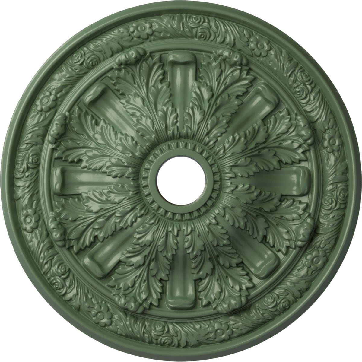 Ekena Millwork CM30FLAGF Flagstone 30-in W x 30-in L Painted Athenian Green Polyurethane Whole Ceiling Medallion