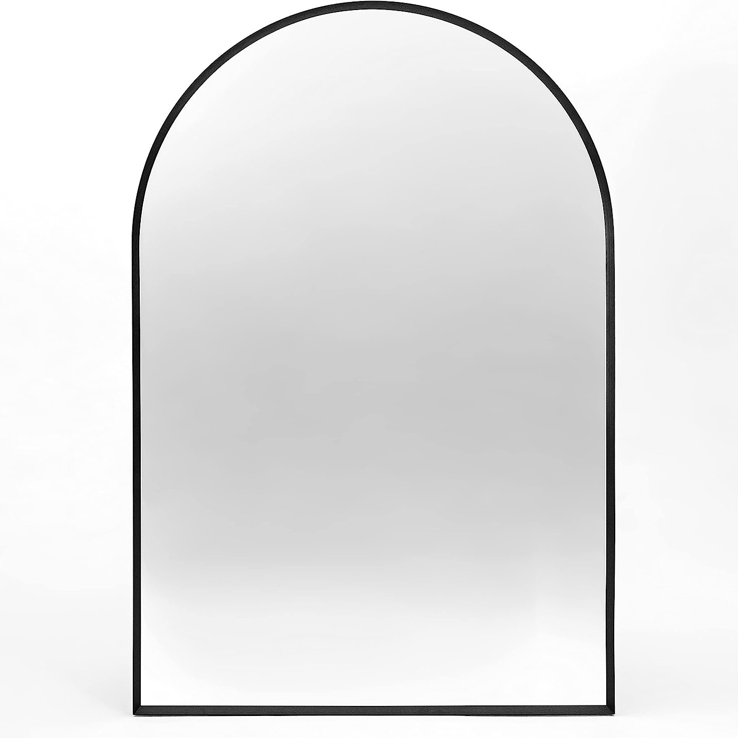 KTMBDW 24x36-in Black Metal Framed Bathroom Mirror for Wall - Arched Mirror for Bathroom Vanity Living Room