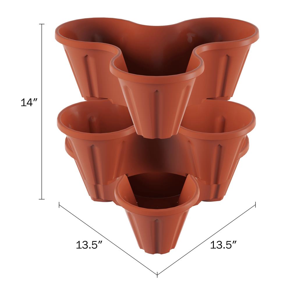 Terracotta 3-Tier Stacking Planters for Indoor/Outdoor Use