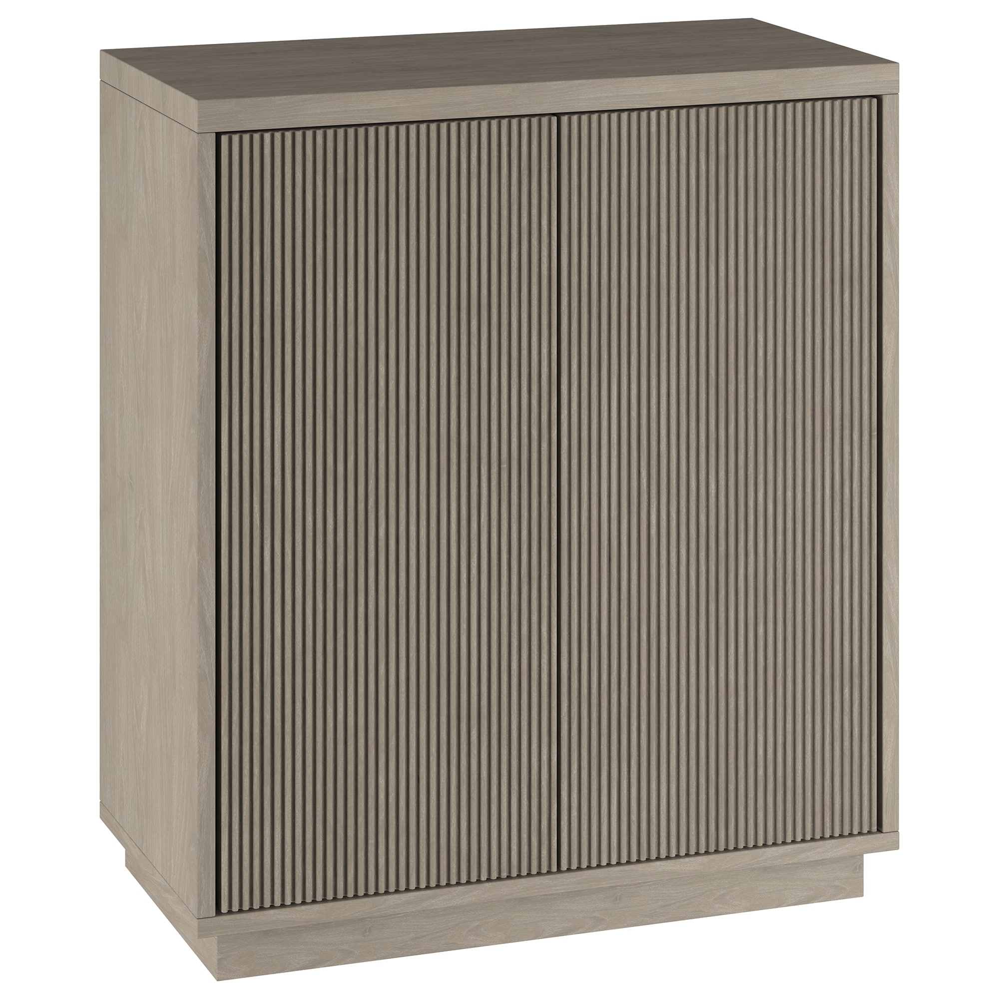 Antiqued Gray Oak Ridged Accent Cabinet with Plinth Base