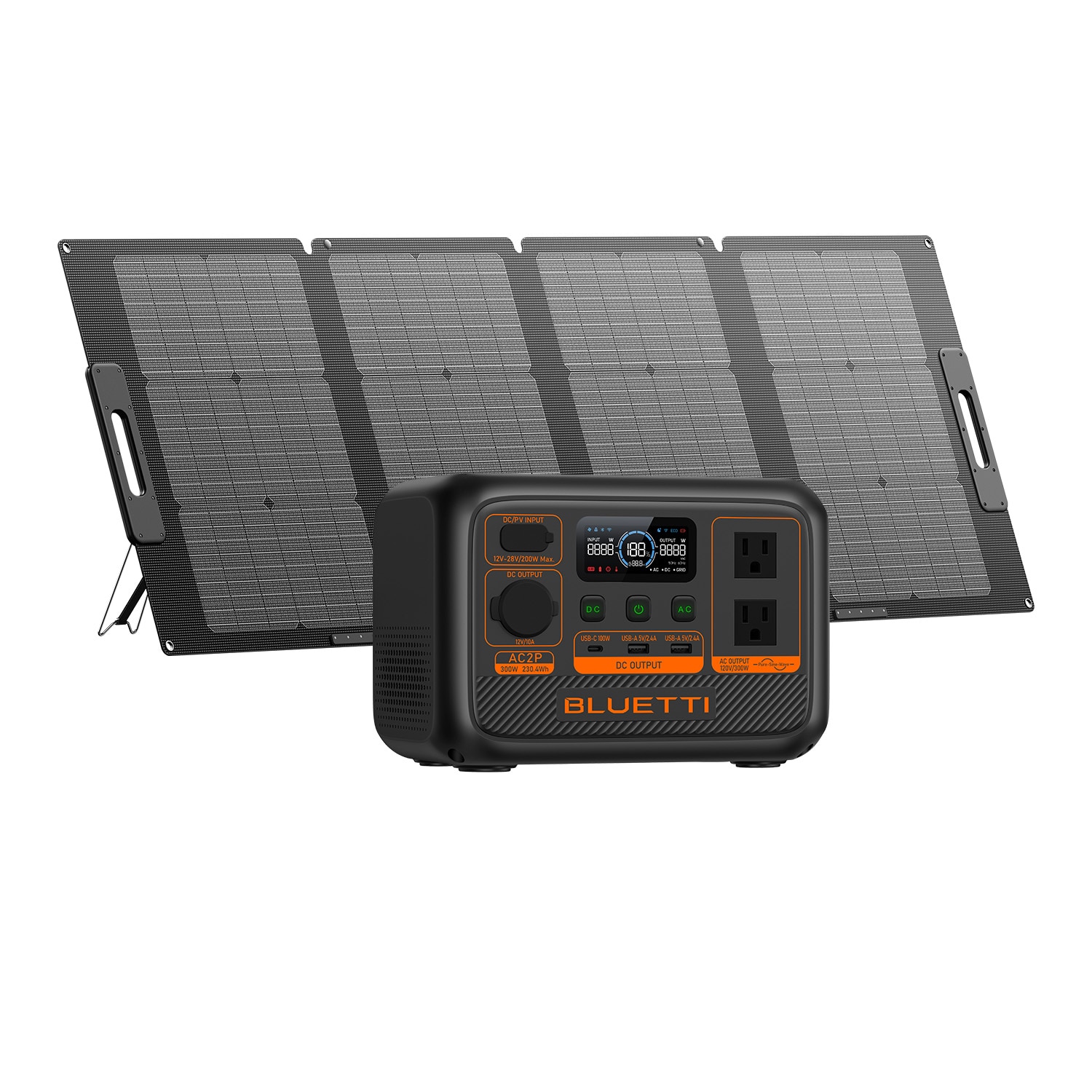 BLUETTI Premium Series 230.4Wh 300-Watt Portable Power Station (1 Solar Panel Included) AC2P+PV120-LWSUS Sansujyuku sansujyuku.com