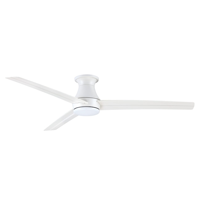 Harbor Breeze Kenton 60 In White Led Indoor Flush Mount Ceiling Fan With Light Remote 3 Blade The Fans Department At Com - Small 3 Blade Ceiling Fan No Light