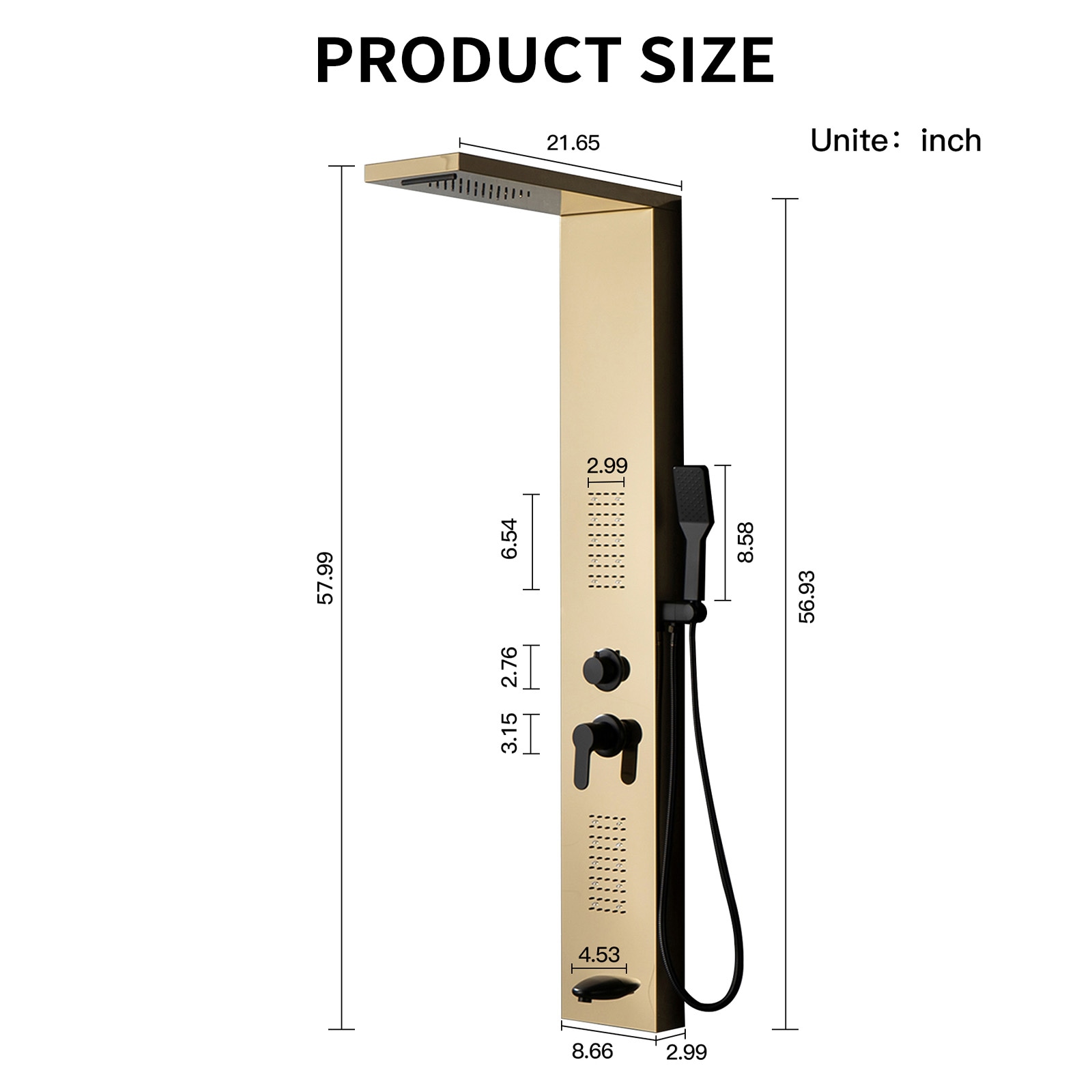 BWE YTP25-BGK Showerhead-Bar-Panels - View #7