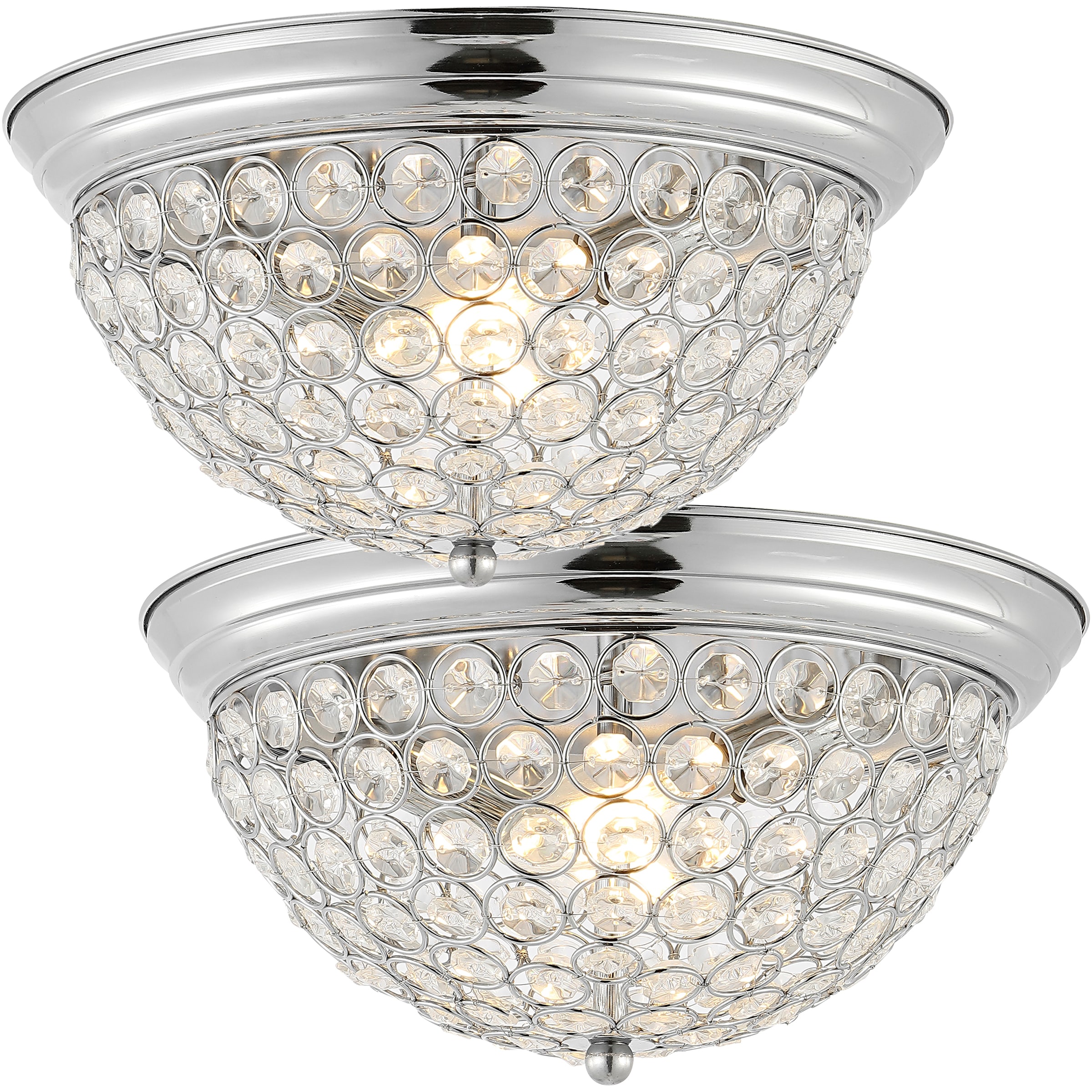 12" Clear Crystal and Chrome LED Flush Mount Light