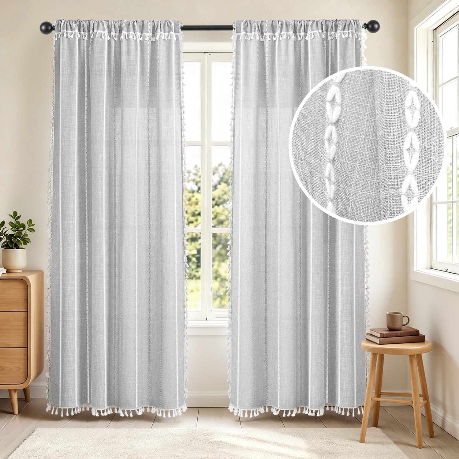 Awesome Home - Casual Fringe Light Filtering Curtains