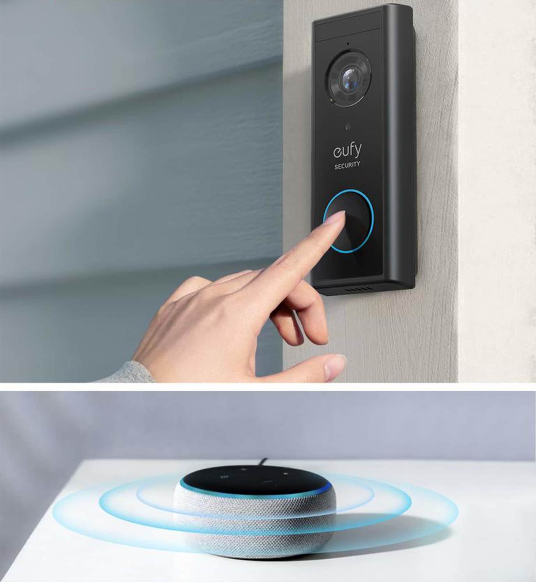 eufy Security, Wi-Fi Video Doorbell, 2K Resolution, No Monthly Fees, Local  Storage, Human Detection, with eufy Indoor Chime, Hardwiring Power and