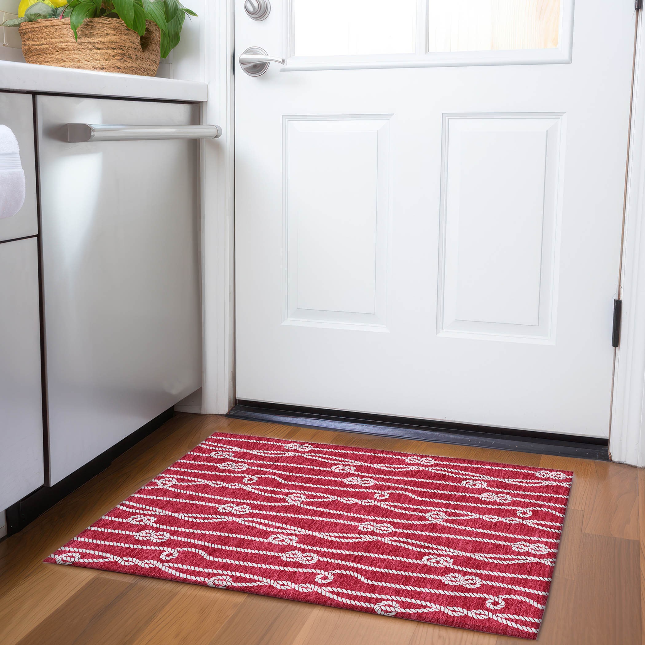 Addison Rugs AMF152RD20X30 Mayfield AMF152RD 2 x 3 (ft) Loomed Polyester Red Rectangular Indoor Geometric Machine washable Area rug