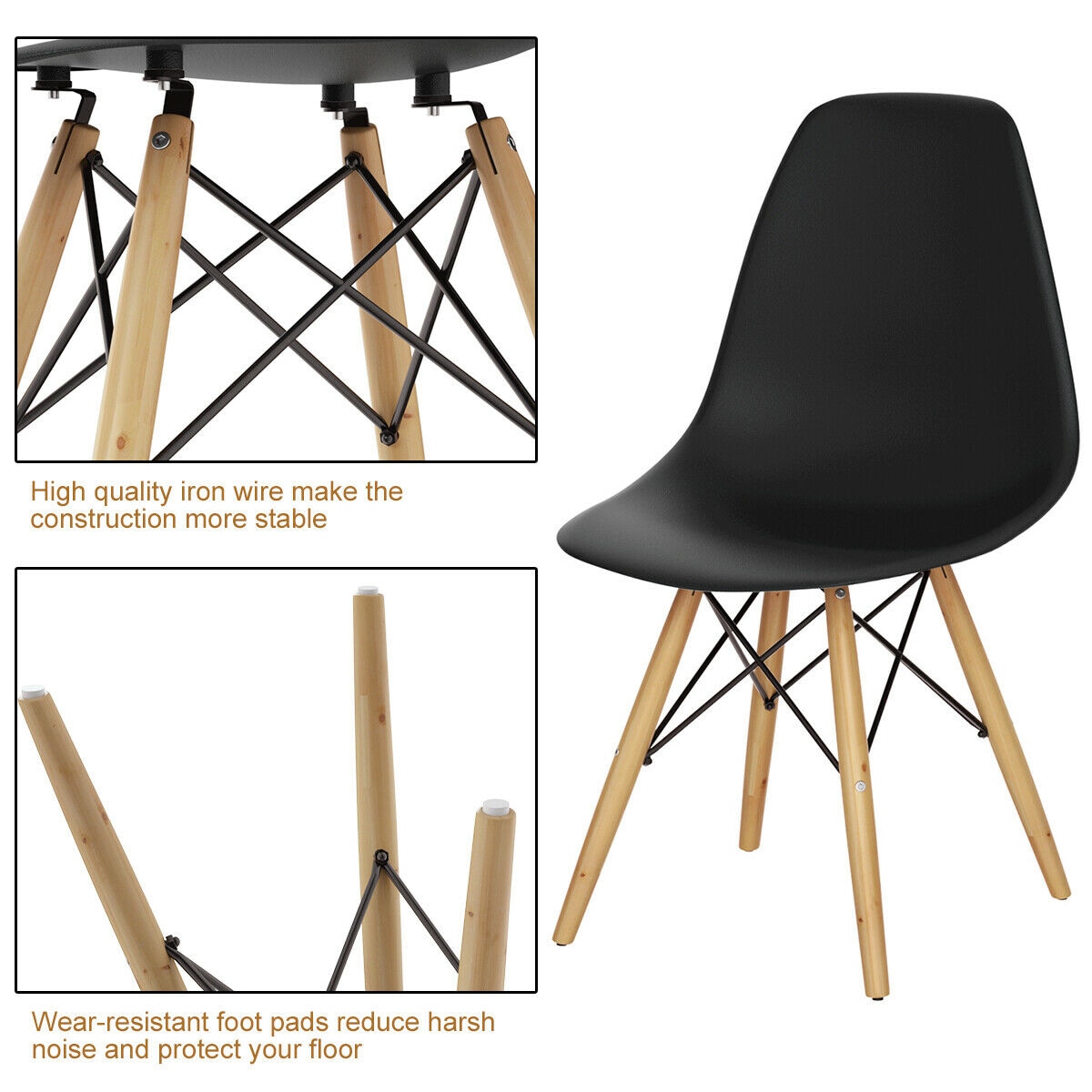 WELLFOR HW-HWY1-65771BK-2 Dining-Chairs - View #8