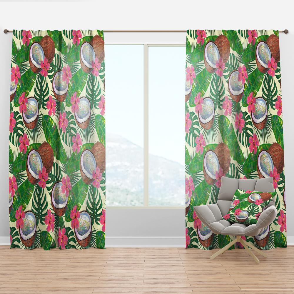 Designart CTN24519-52-63 63-Inches Green Abstract Room darkening Thermal lined Rod pocket Single curtain panel