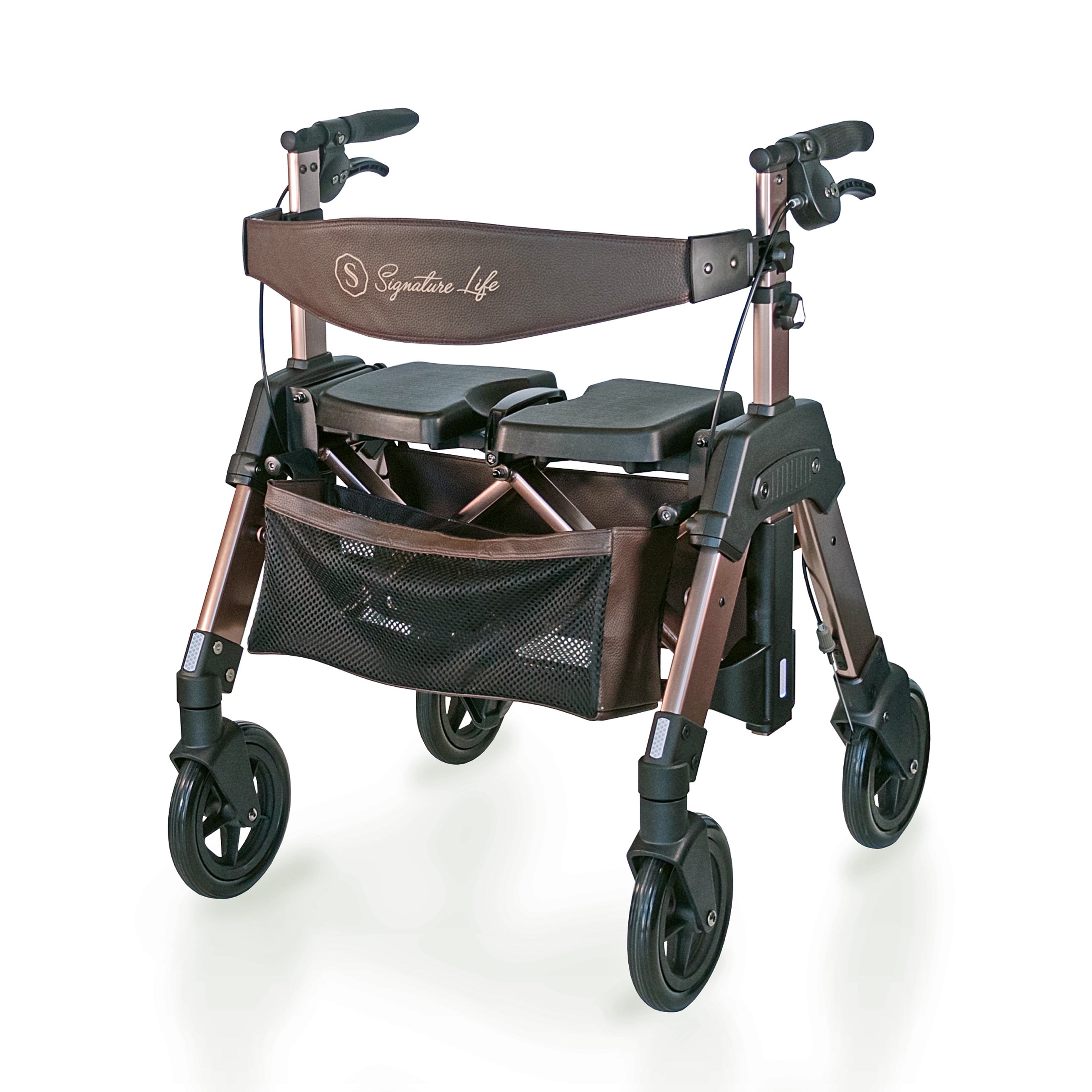 Stander - Elite Travel Rollator HD Gold Heavy Duty 4 Wheel Rollator Walker with Extra Wide Seat a...