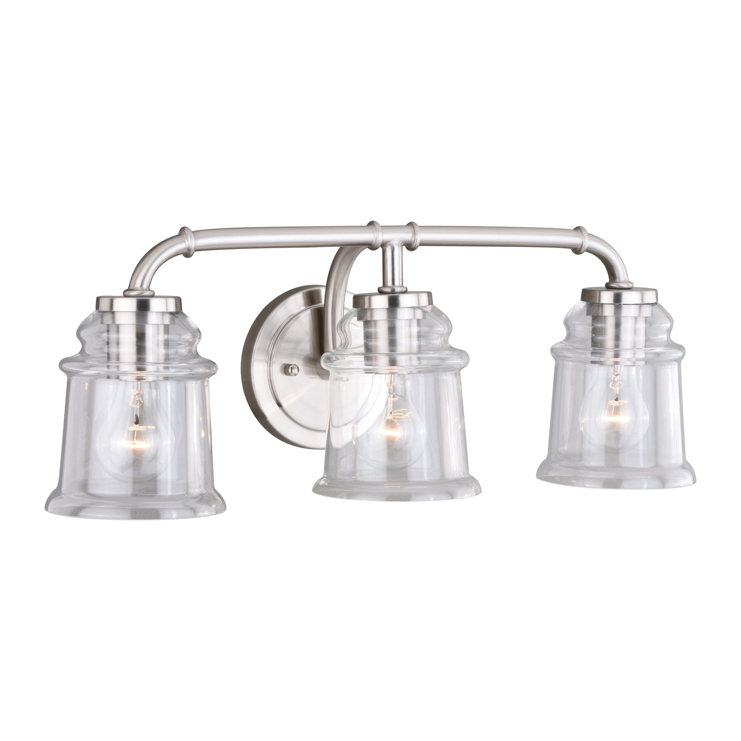 Cascadia Toledo 22-in 3-Light Satin Nickel Industrial Vanity Light Bar ...