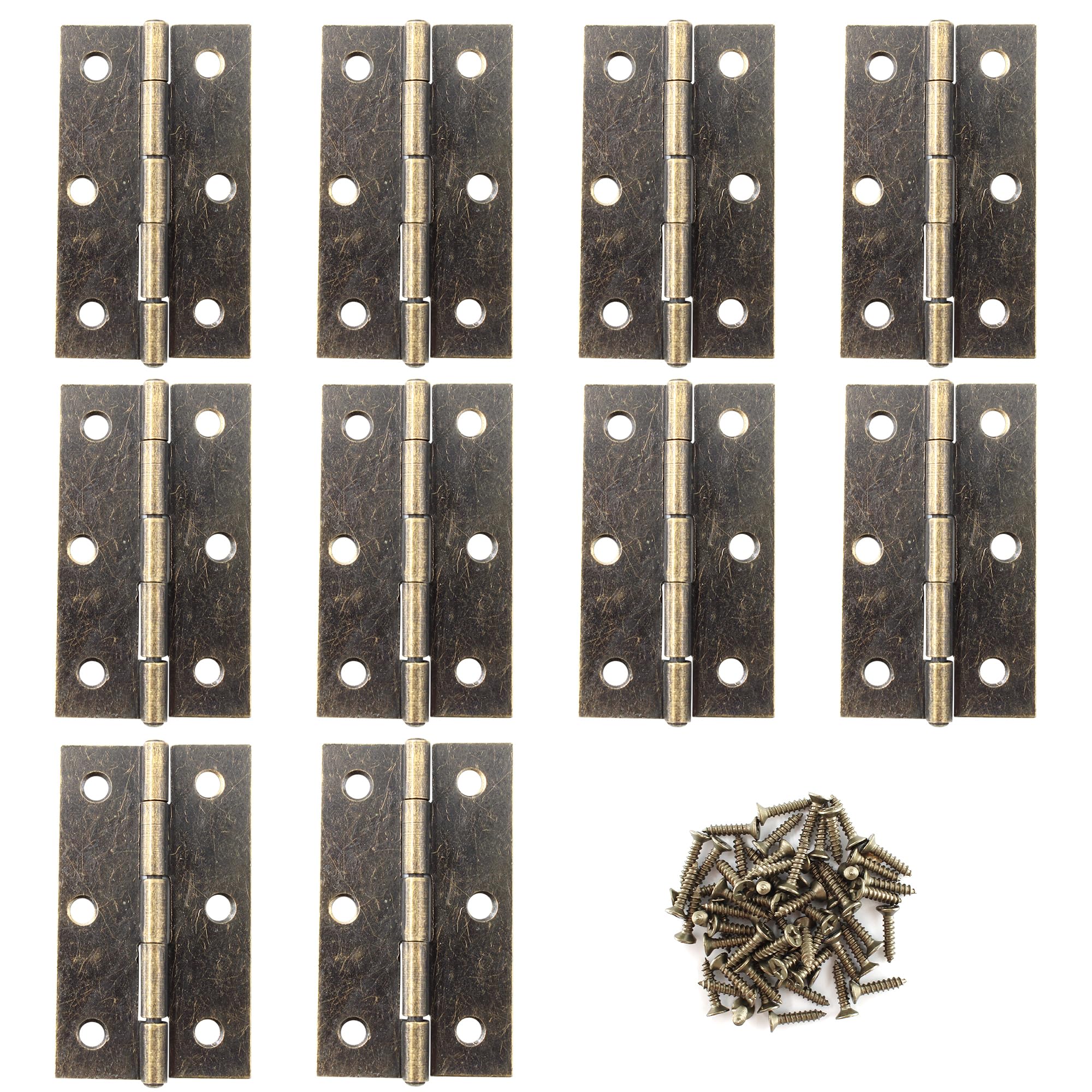 UUDULY 10 Pcs 2.5 Inch Antique Bronze Door Hinge Cabinet Hinge Ball Bearing Butt Hinges with Mounting Screws for Doors Cabinets Windows and #LUU0825U0303