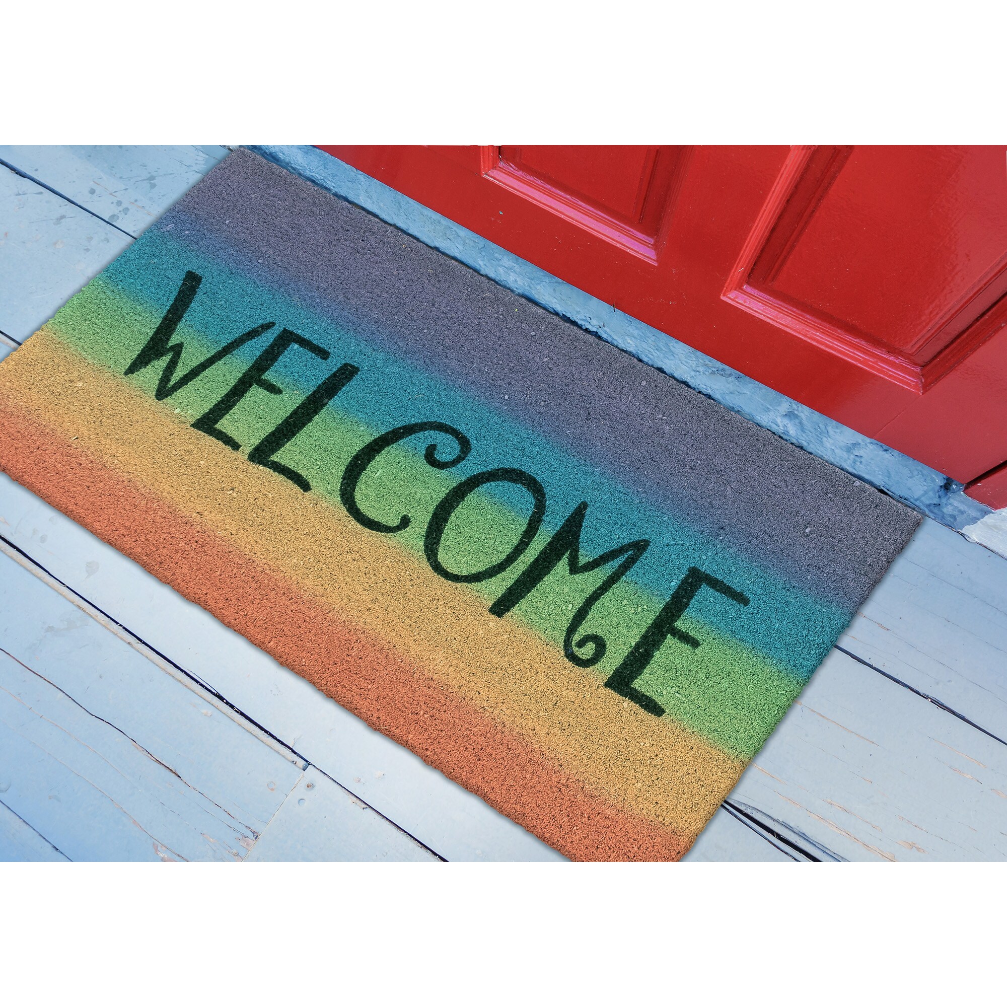 Liora Manne NTR12222944 1-1/2-ft x 2-1/2-ft Rainbow Coir Rectangular Outdoor Door mat