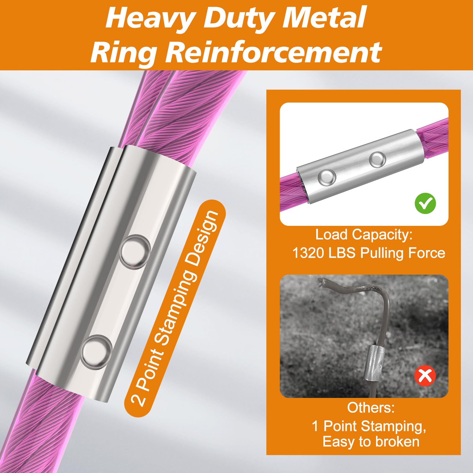 JOWEI 50FT Dog Tie Out Cable with Shock Absorbing Spring Heavy Duty ...