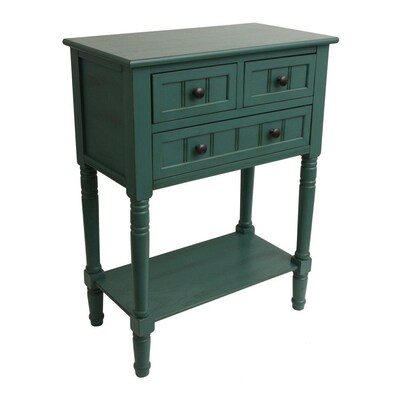 Country Antique Teal Console Table, Green Entryway Table