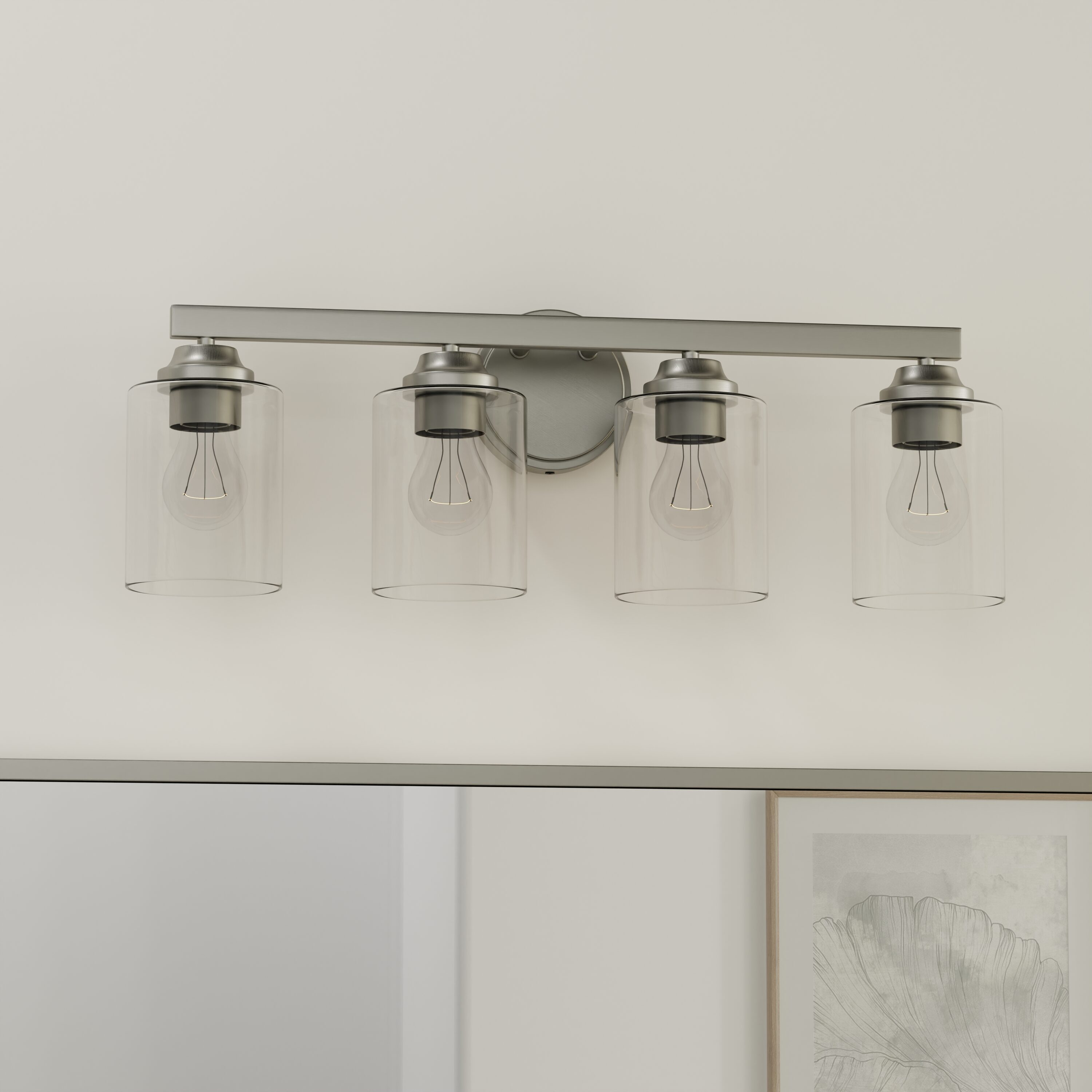 allen roth Emeryson 24.5 in 4 Light Brushed Nickel Led Transitional Vanity Light VB220 4BNK at Lowes