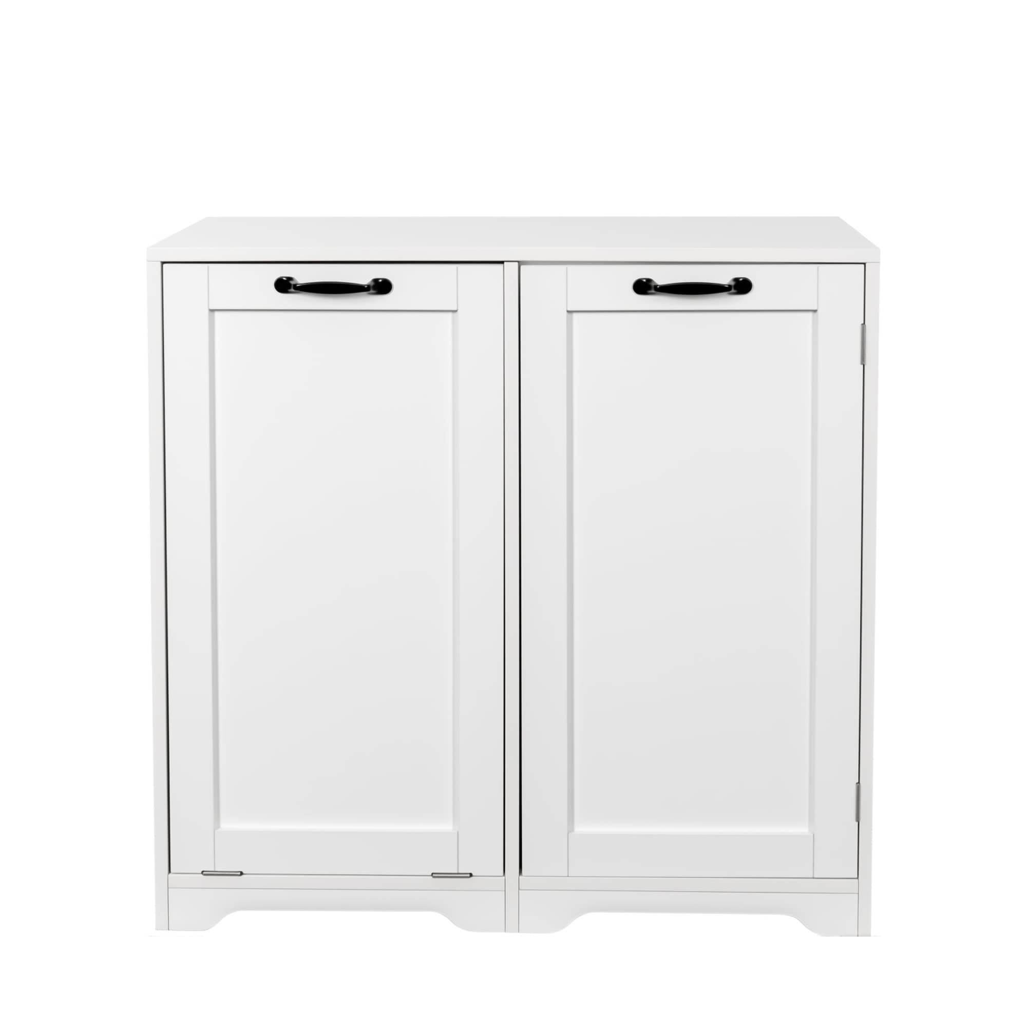 Flynama W928-H-THSP002MB Bathroom Cabinet with Laundry Basket 31.5-in x 30.31-in x 15.75-in White Freestanding Soft Close Corner Linen Cabinet