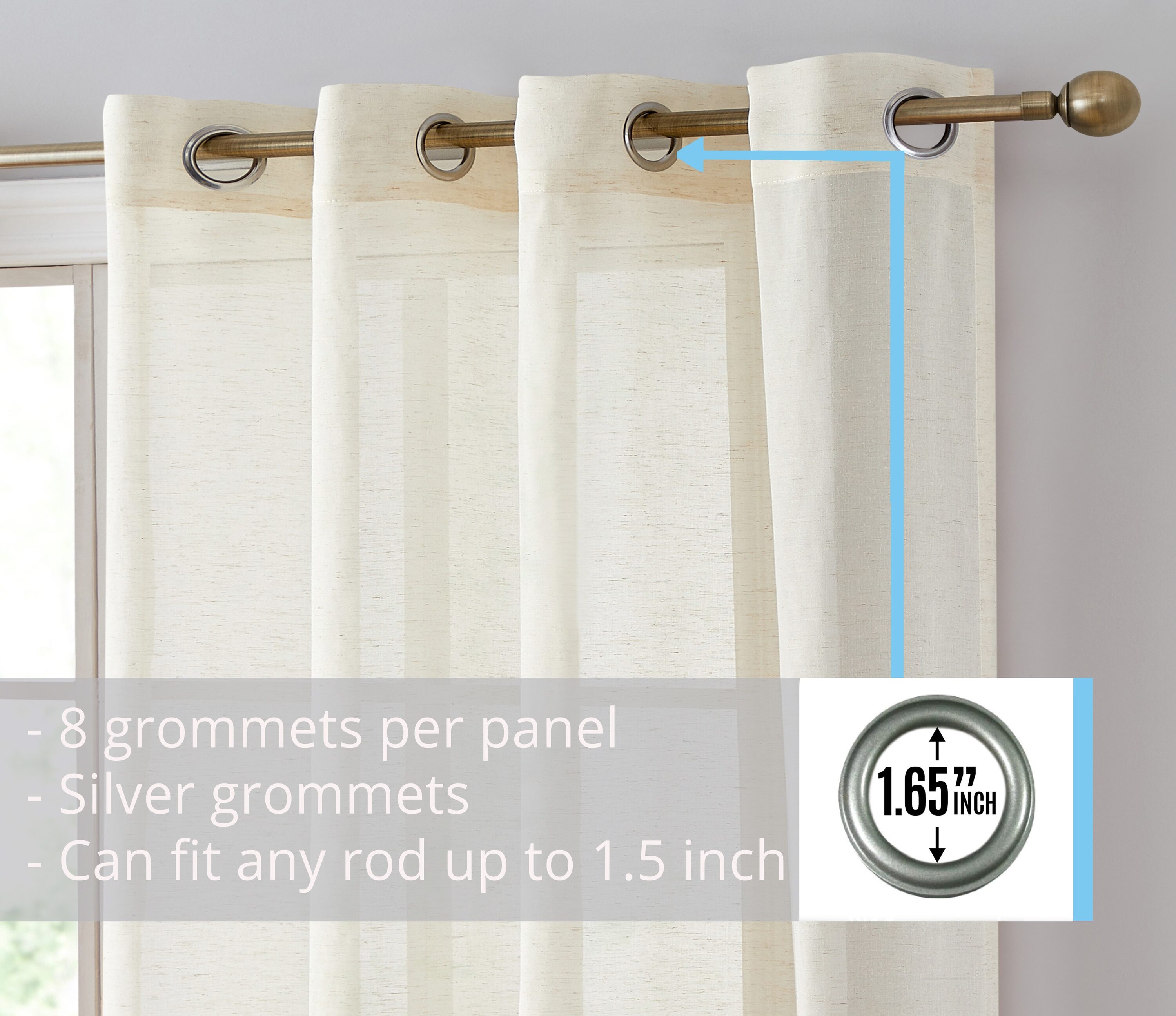 HLC.me SIERA-LN-CREAM96 curtains - View #3
