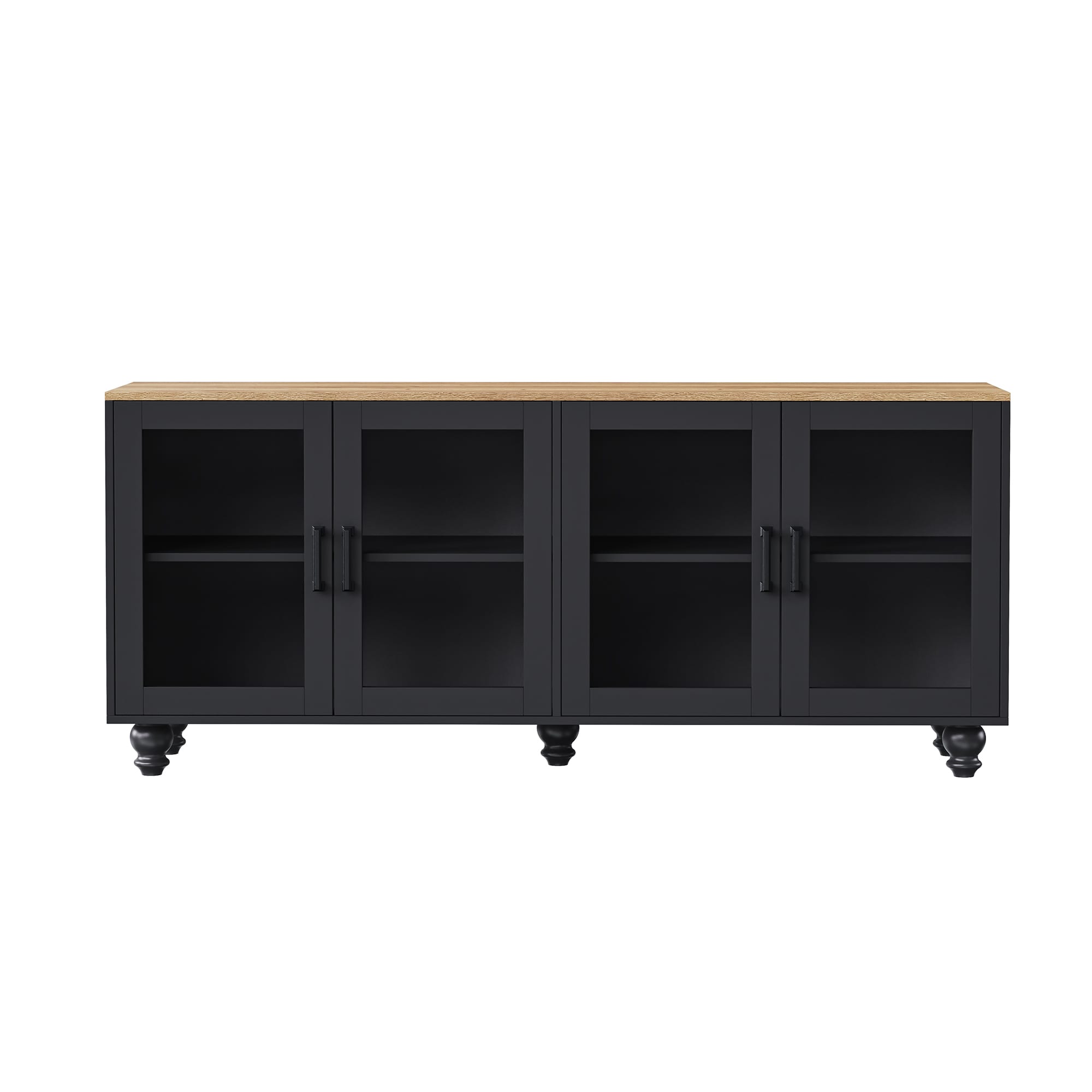Bybafun - Modern/Contemporary Black+Natural 62.9-in W TV stand ( Accommodates TVs up to 70-in )