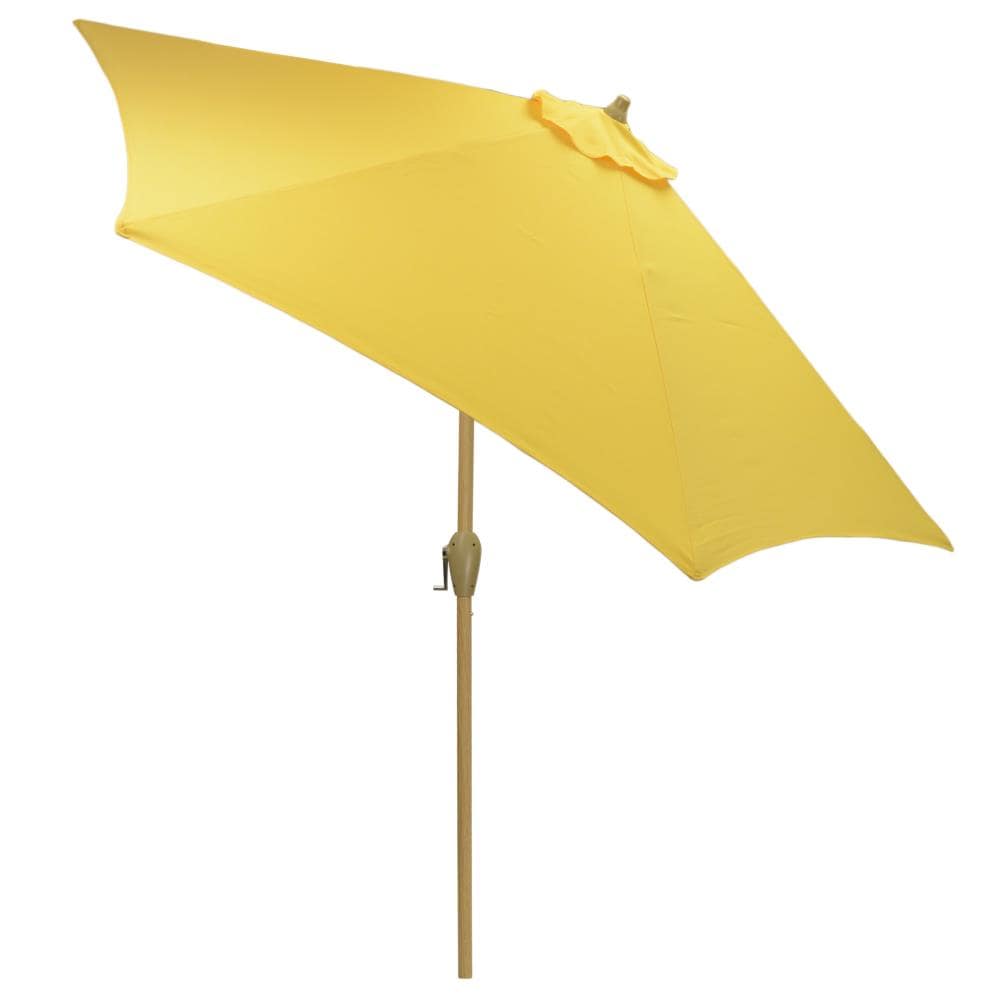 Plantation Patterns 9960-012155LW 9-ft Steel Yellow Push-button Tilt Market Patio Umbrella