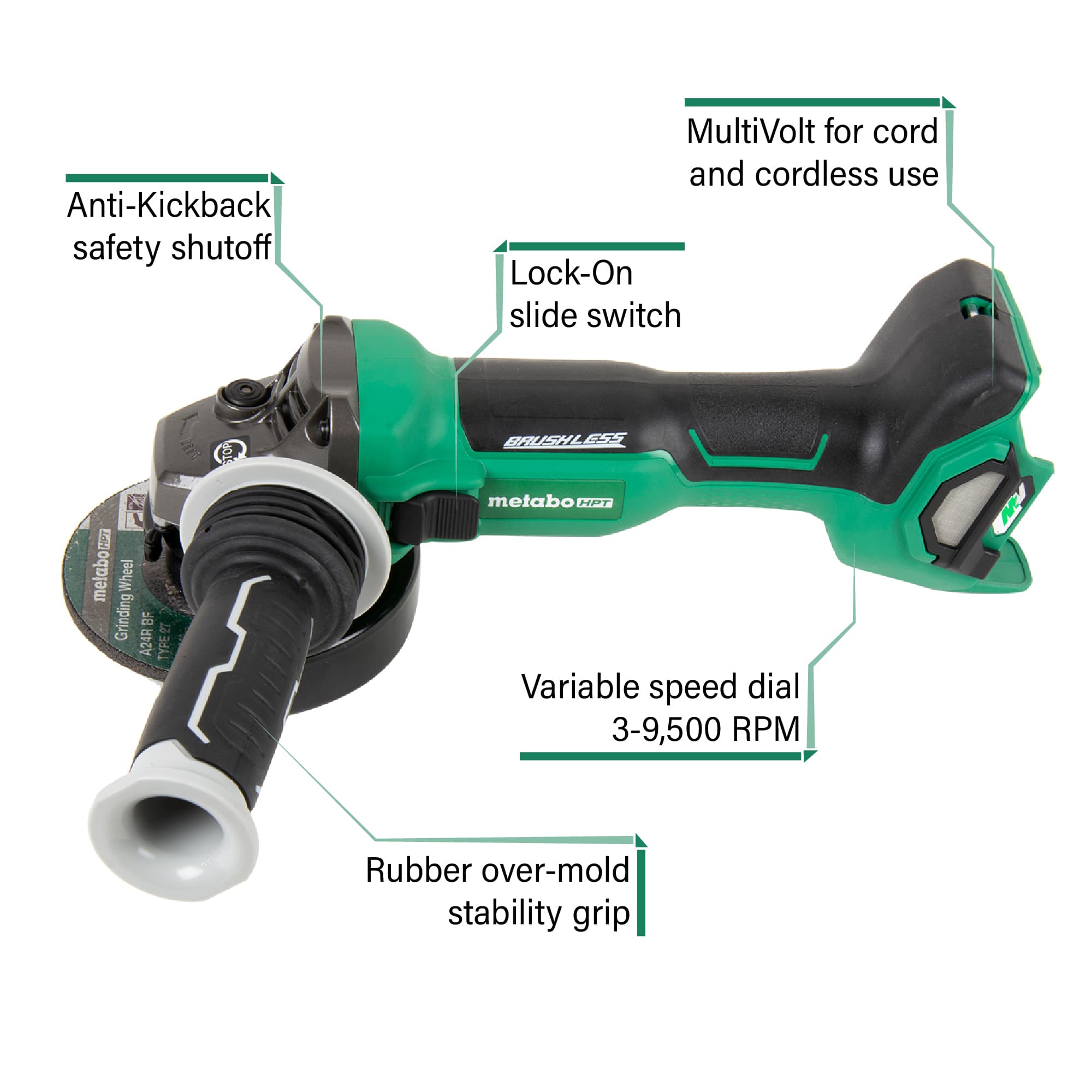 Metabo HPT MultiVolt 4.5-in 36-volt Sliding Switch Brushless