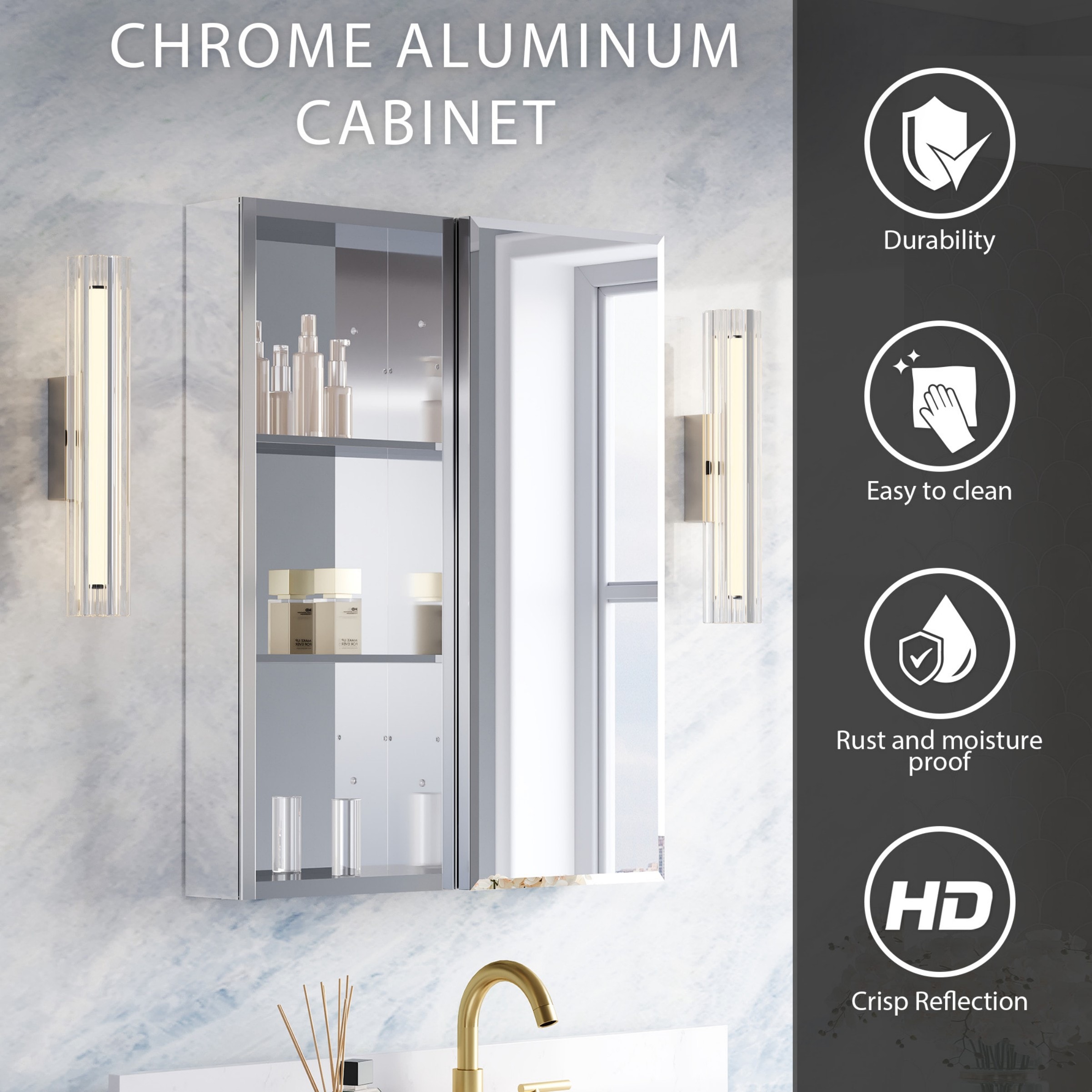 WELLFOR B12R1230MC Bathroom-Wall-Cabinets - View #8