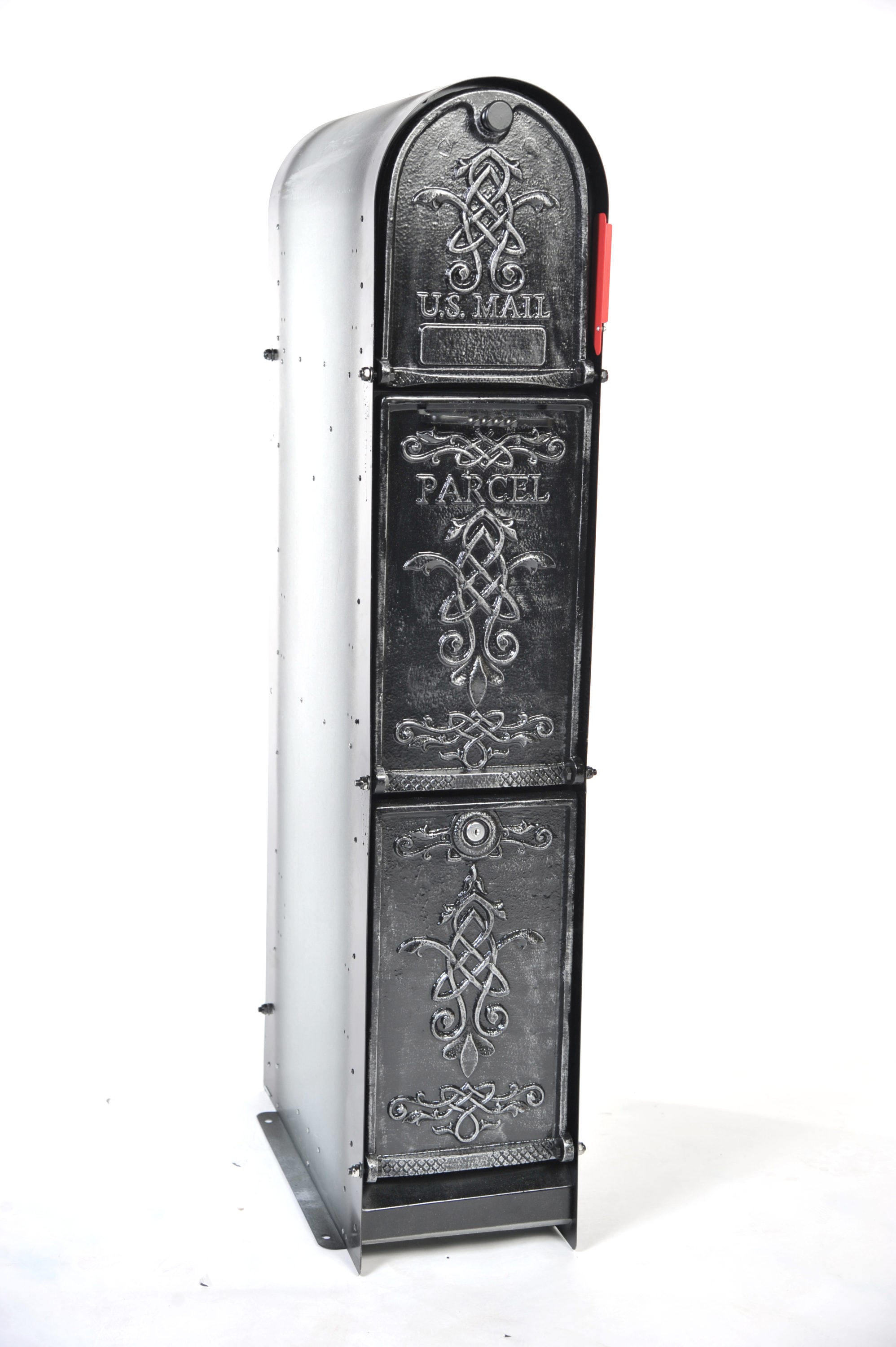 Bountiful Life 5-Door Front and Back Access Lockable Ground Mount Mailbox in Silver Pewter Bountiful Life 5-Door Front and Back Access Lockable Ground Mount Mailbox in Silver Pewter