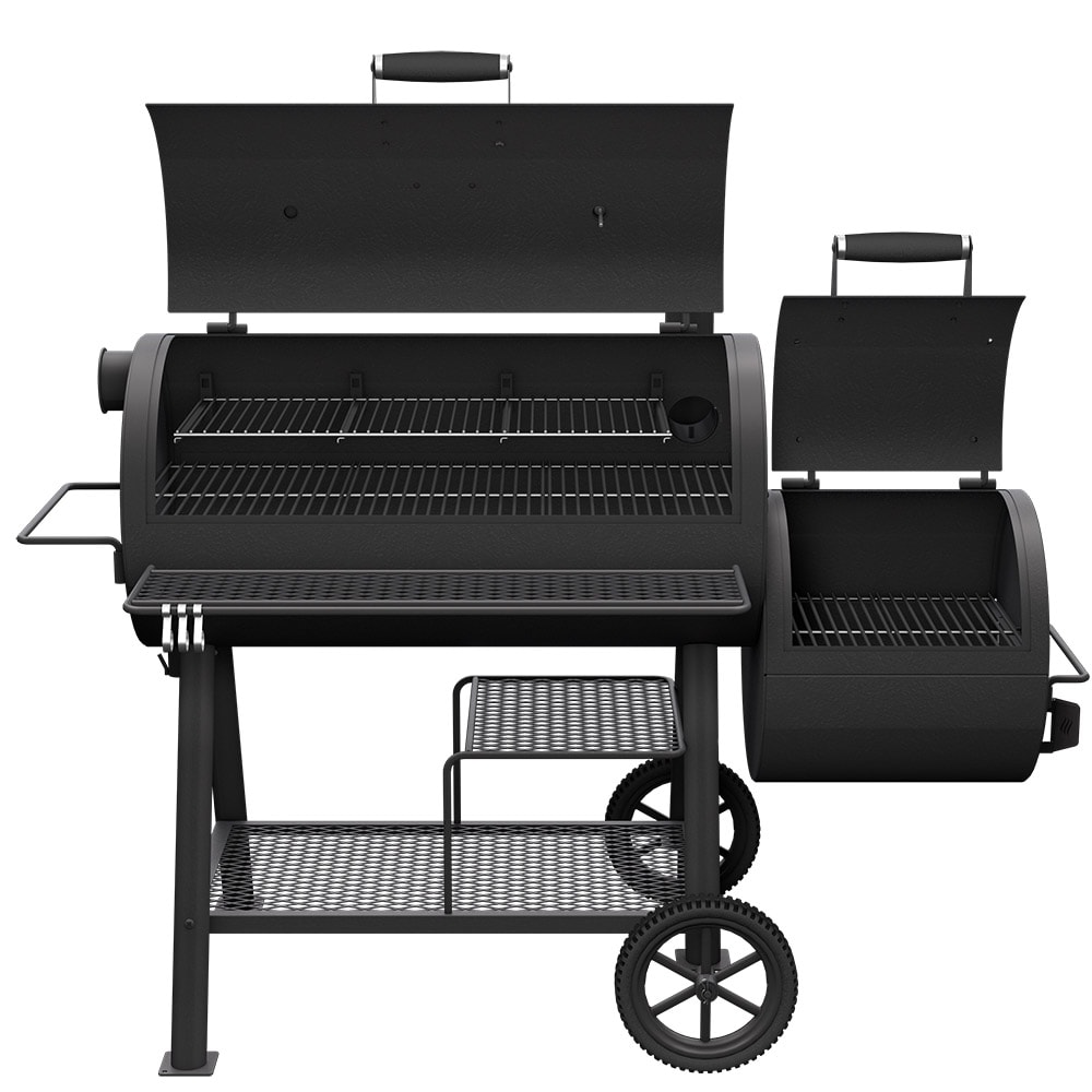 Oklahoma Joe s Highland Reverse Flow Offset 1197 Sq in Black Horizontal Charcoal Smoker