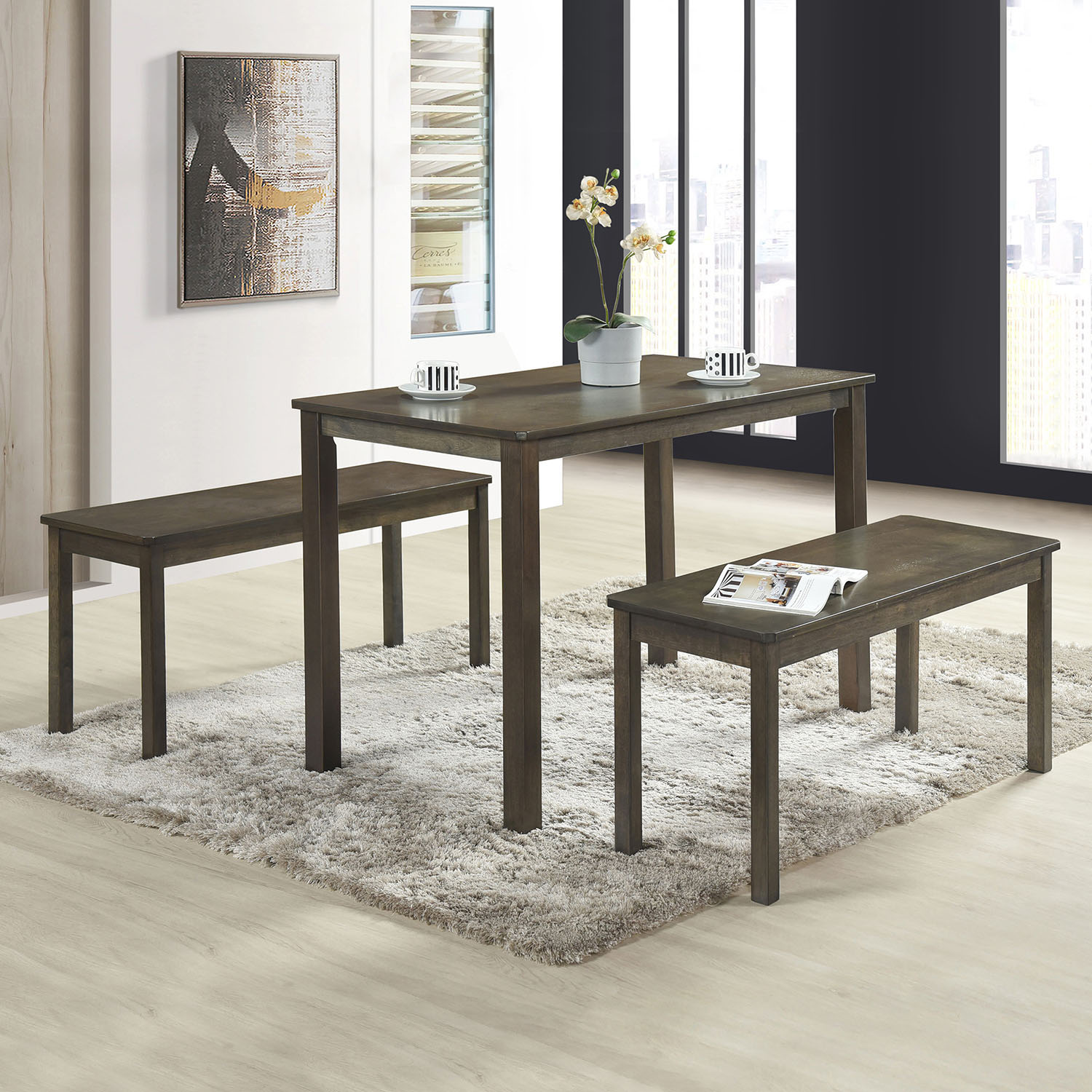 CasePiece C3024T45-GY-3X Grey Contemporary/Modern Dining Room Set with Rectangular Table ( Seats 4 )