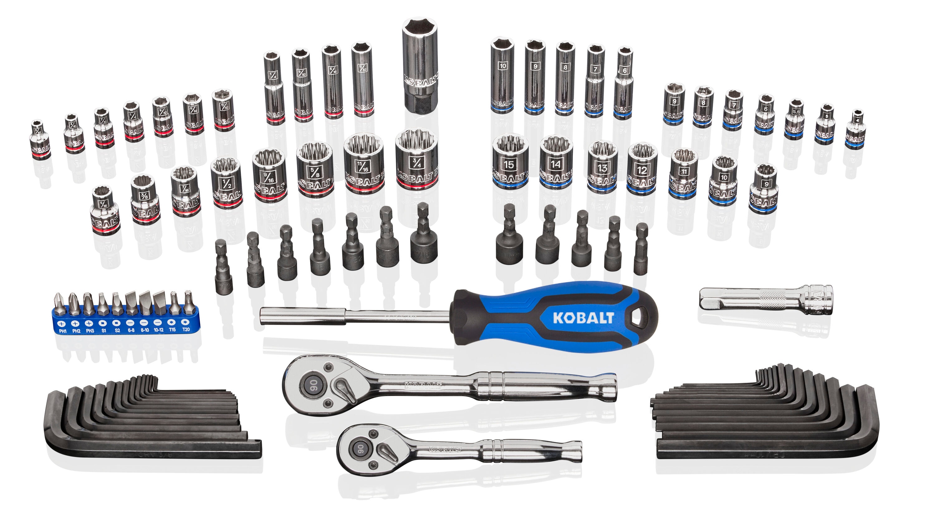 Kobalt 93-Piece Standard (SAE) and Metric Combination Polished Chrome  Mechanics Tool Set with Hard Case at