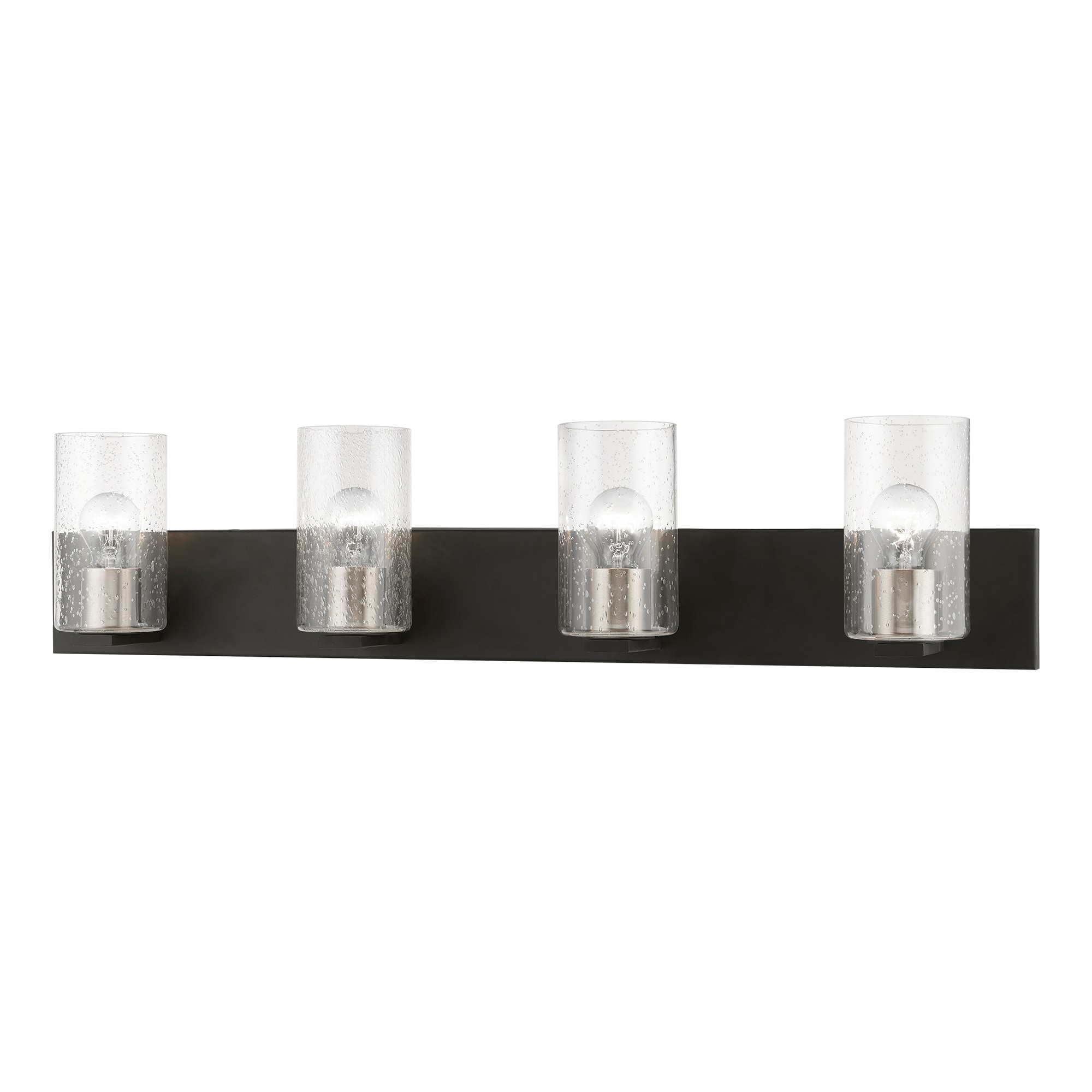 Zurich Black and Brushed Nickel 4-Light Vanity with Clear Seeded Glass