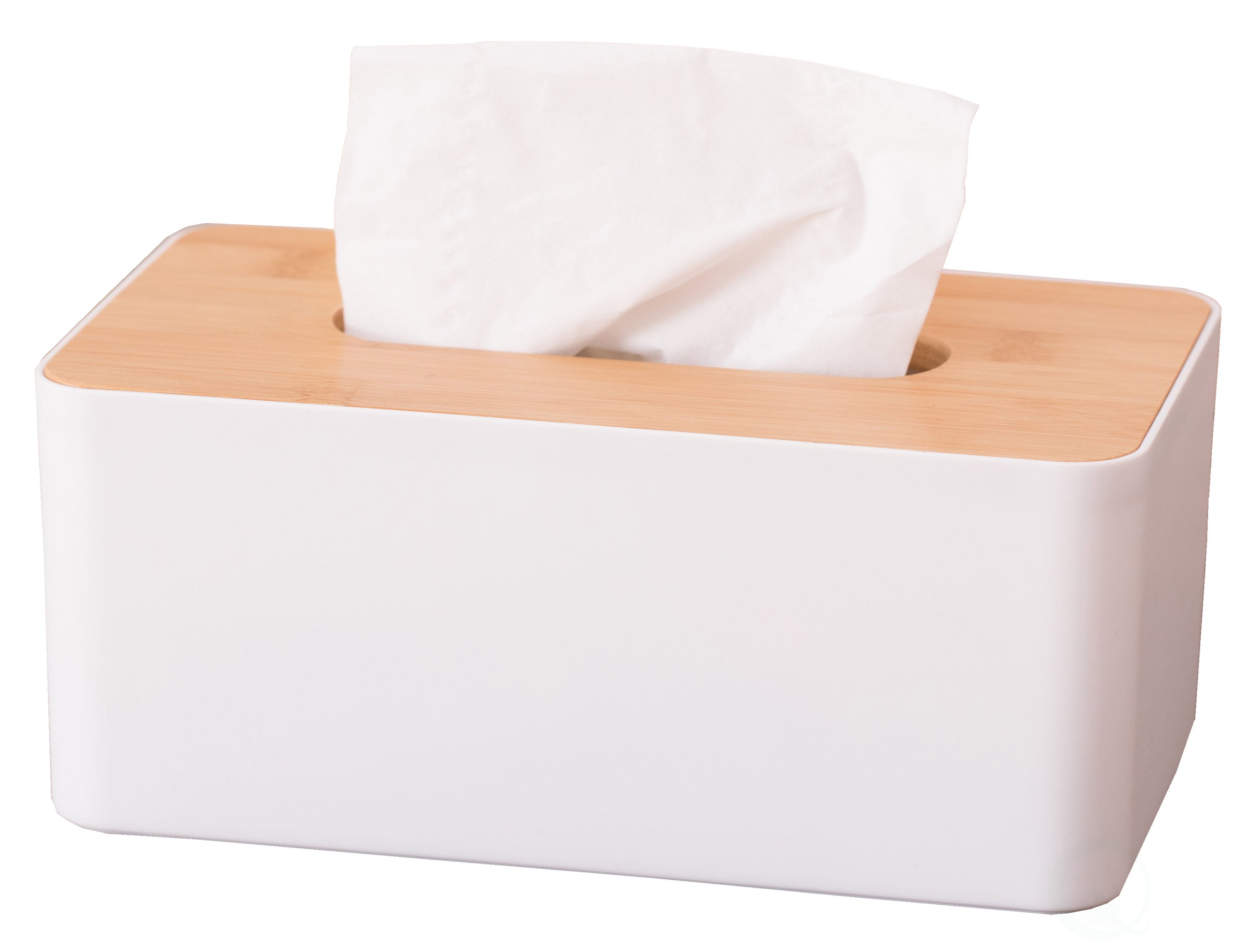 Basicwise Bamboo Removable Top Lid Rectangular Tissue Box