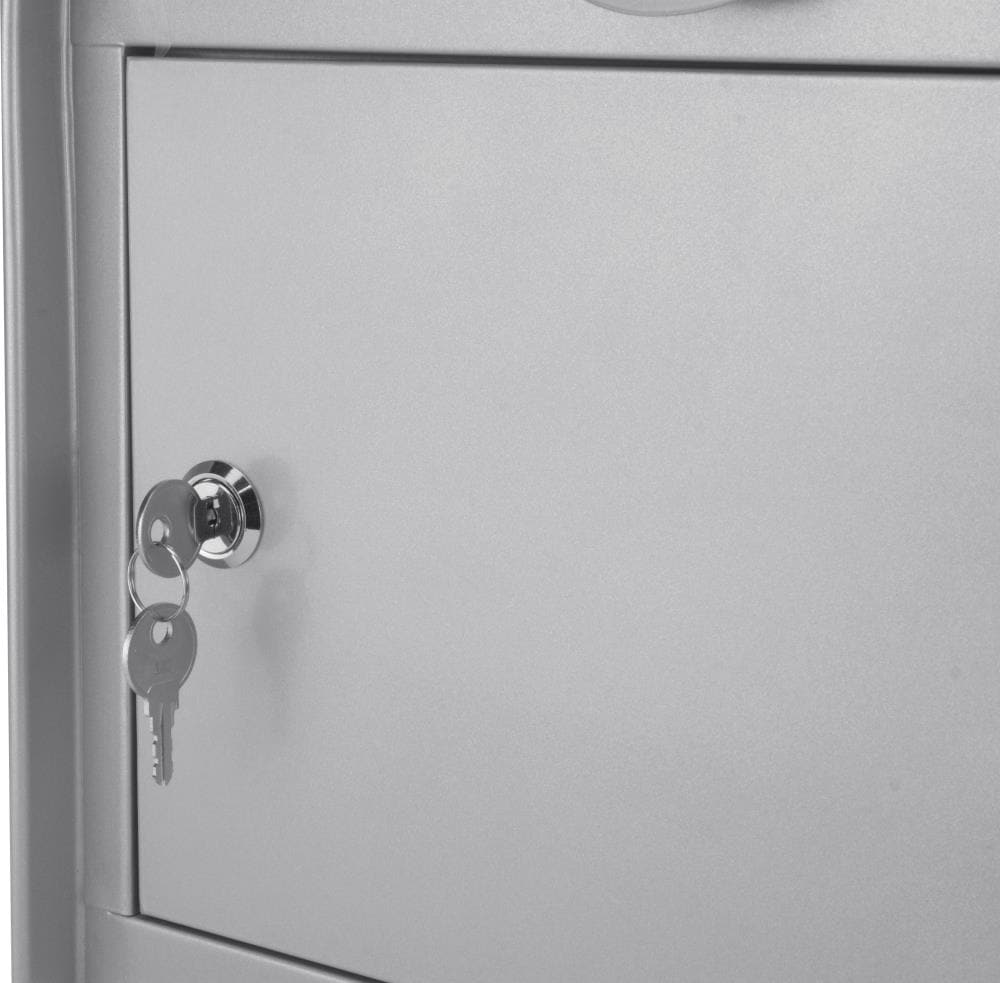 Large Gray Steel Locking Wall Mount Mailbox