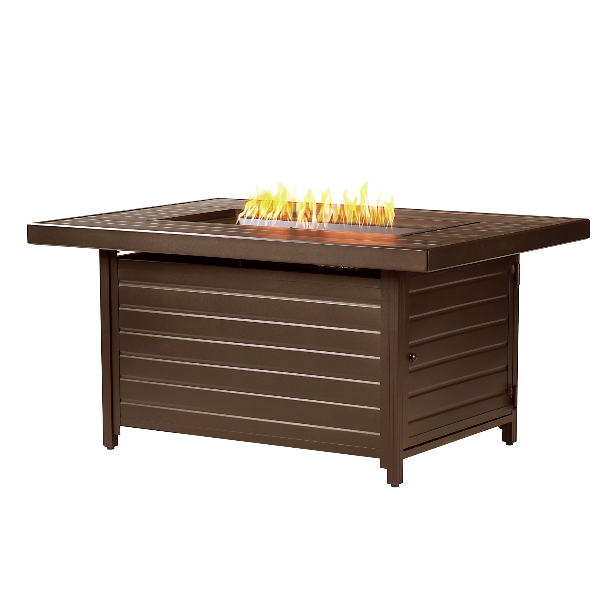 Oakland Living BERLIN-FPT-BN 48-in W Brown Portable Aluminum Rectangle Liquid propane Fire pit table