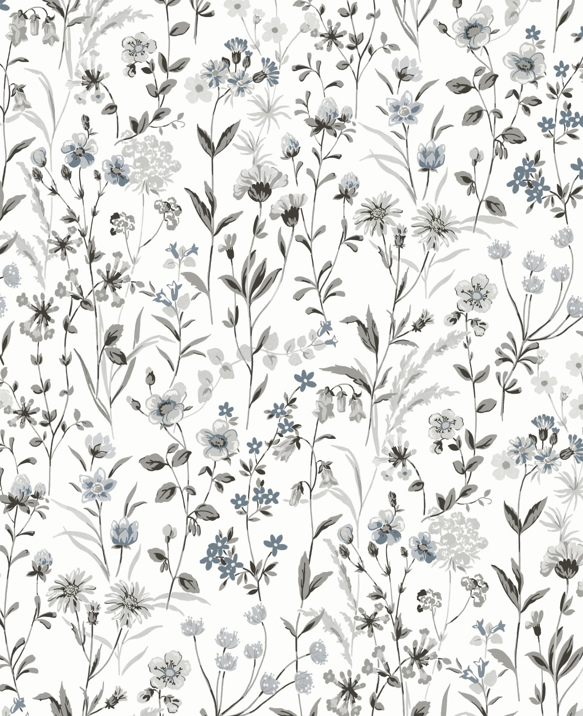NextWall NW41900 30.75-Sq. Feet Charcoal and Bluestone Vinyl Floral Self-adhesive Peel and Stick Wallpaper