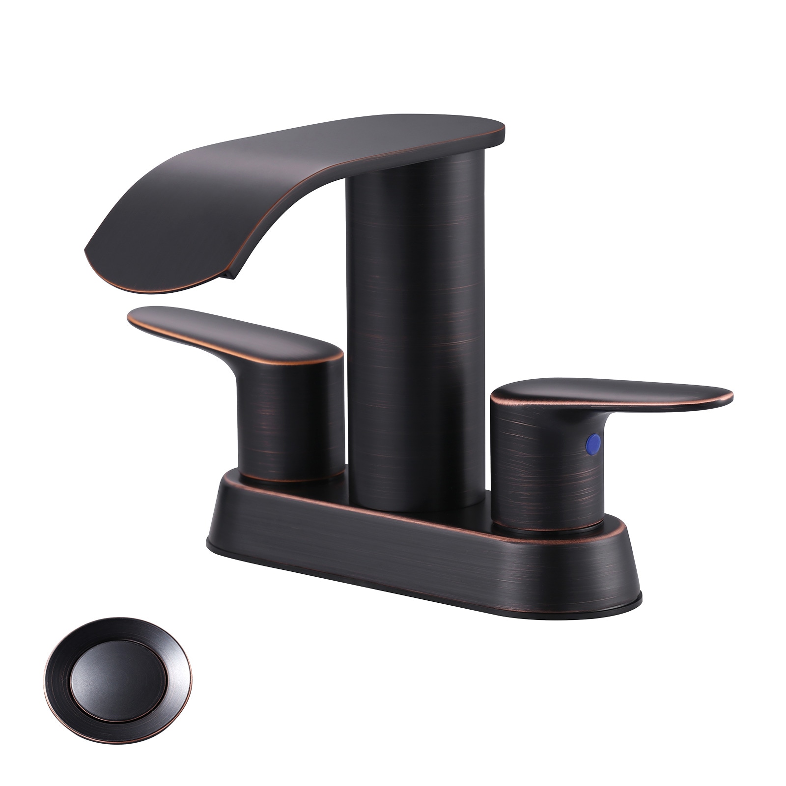 WOWOW 2326900RB Oil Rubbed Bronze 4-in centerset 2-handle Waterfall Commercial/Residential Handle Bathroom Sink Faucet with Drain