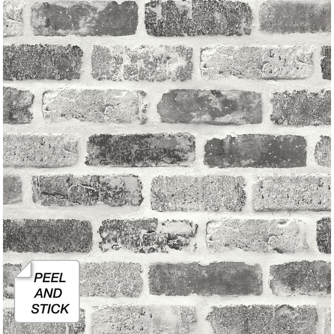 Nextwall 30 75 Sq Ft Grey Vinyl Brick Self Adhesive L And Stick Wallpaper In The Department At Com - Removable Wallpaper Brick Wall