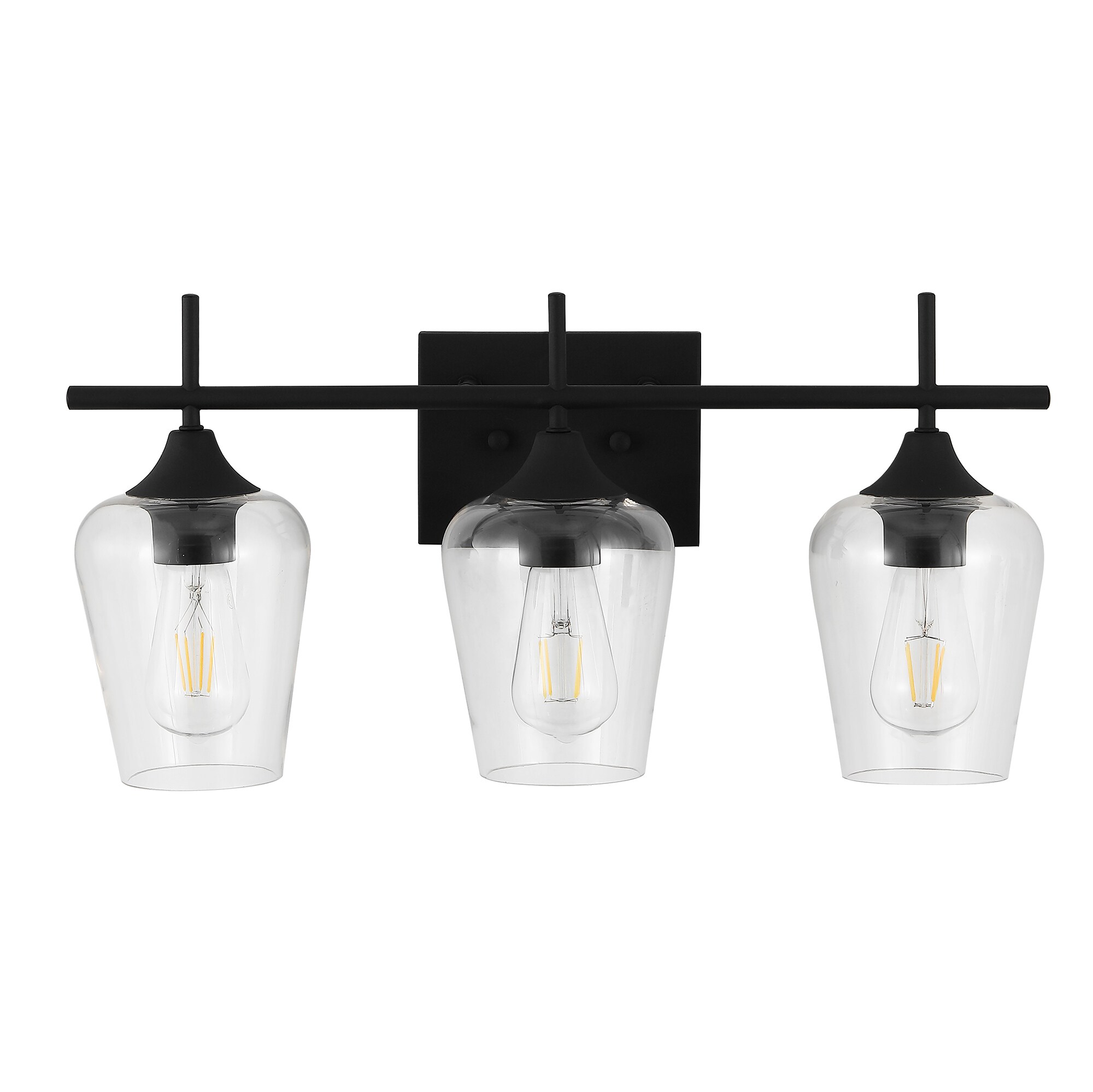 GETLEDEL LEFX-0103-BK 21-in 3 -Light Matte Clear Transitional Vanity light